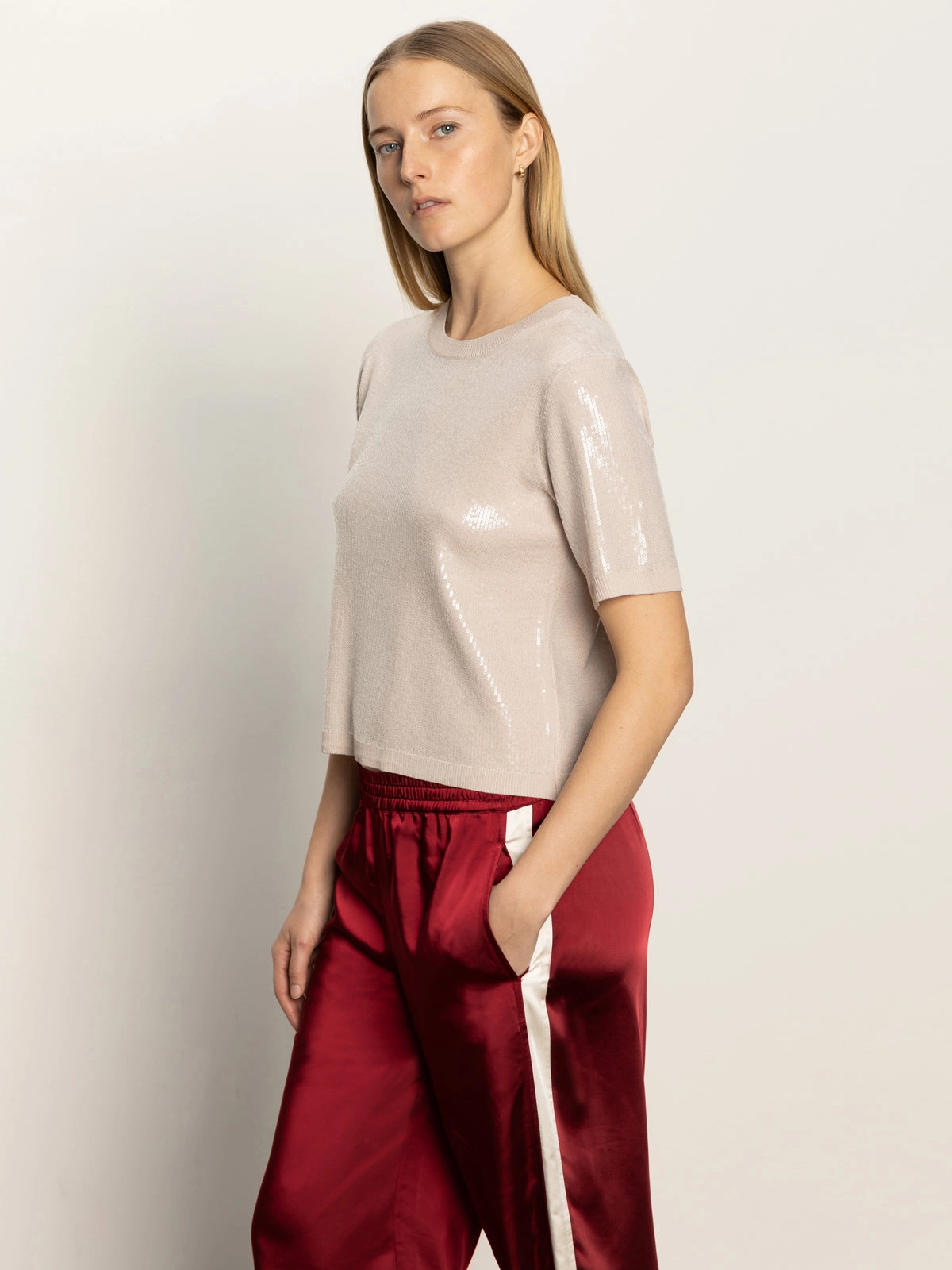 Sparkle Sequin Sweater Mother Of Pearl Reinforced Shoulder Seams