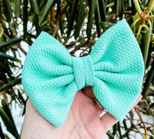 Spearmint Fabric Bow Headband | Hair Clip