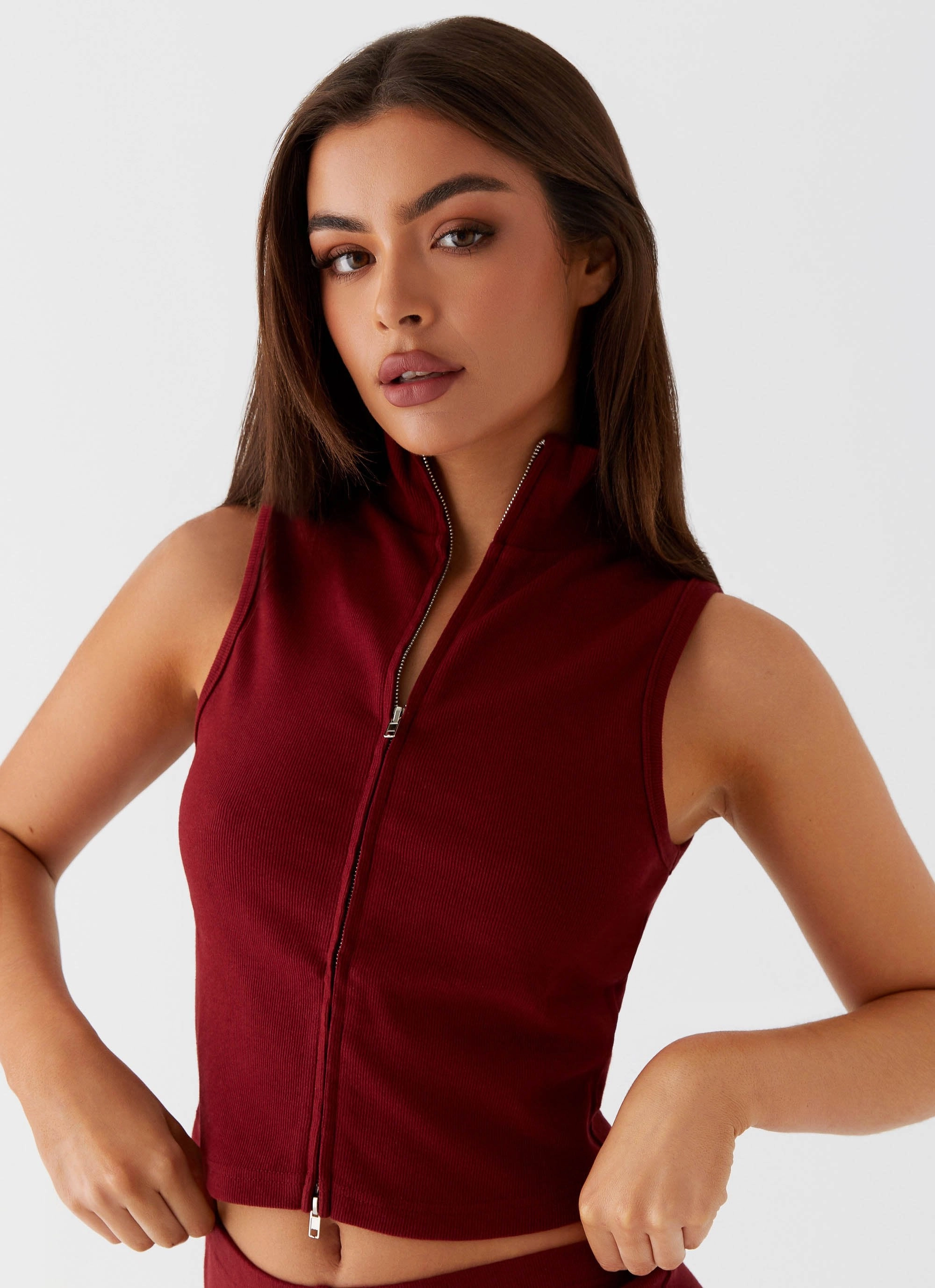 Bamboo Derived Material Spectate Collar Top - Maroon