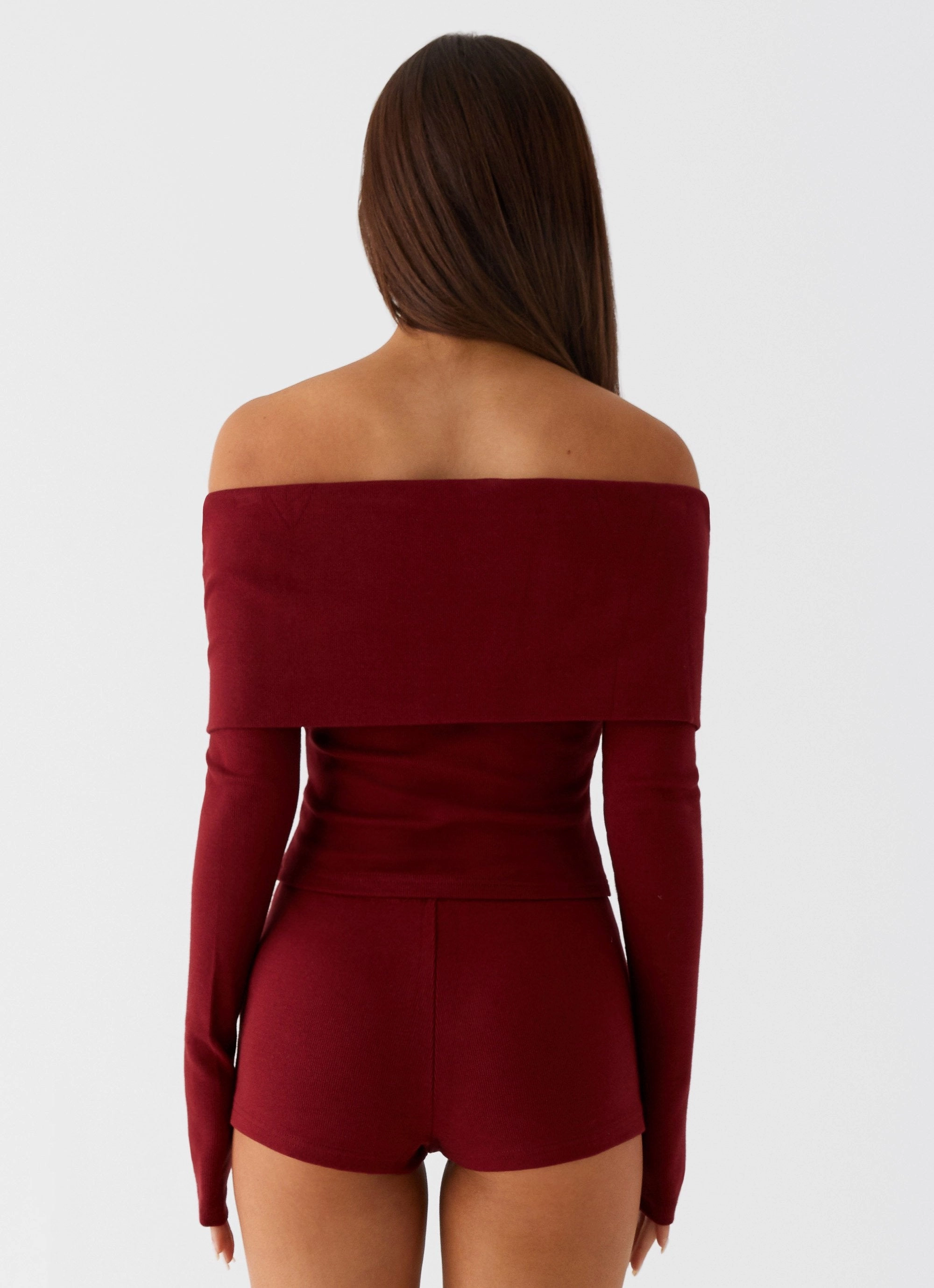 Spectate Long Sleeve Top - Maroon LightweightFabric