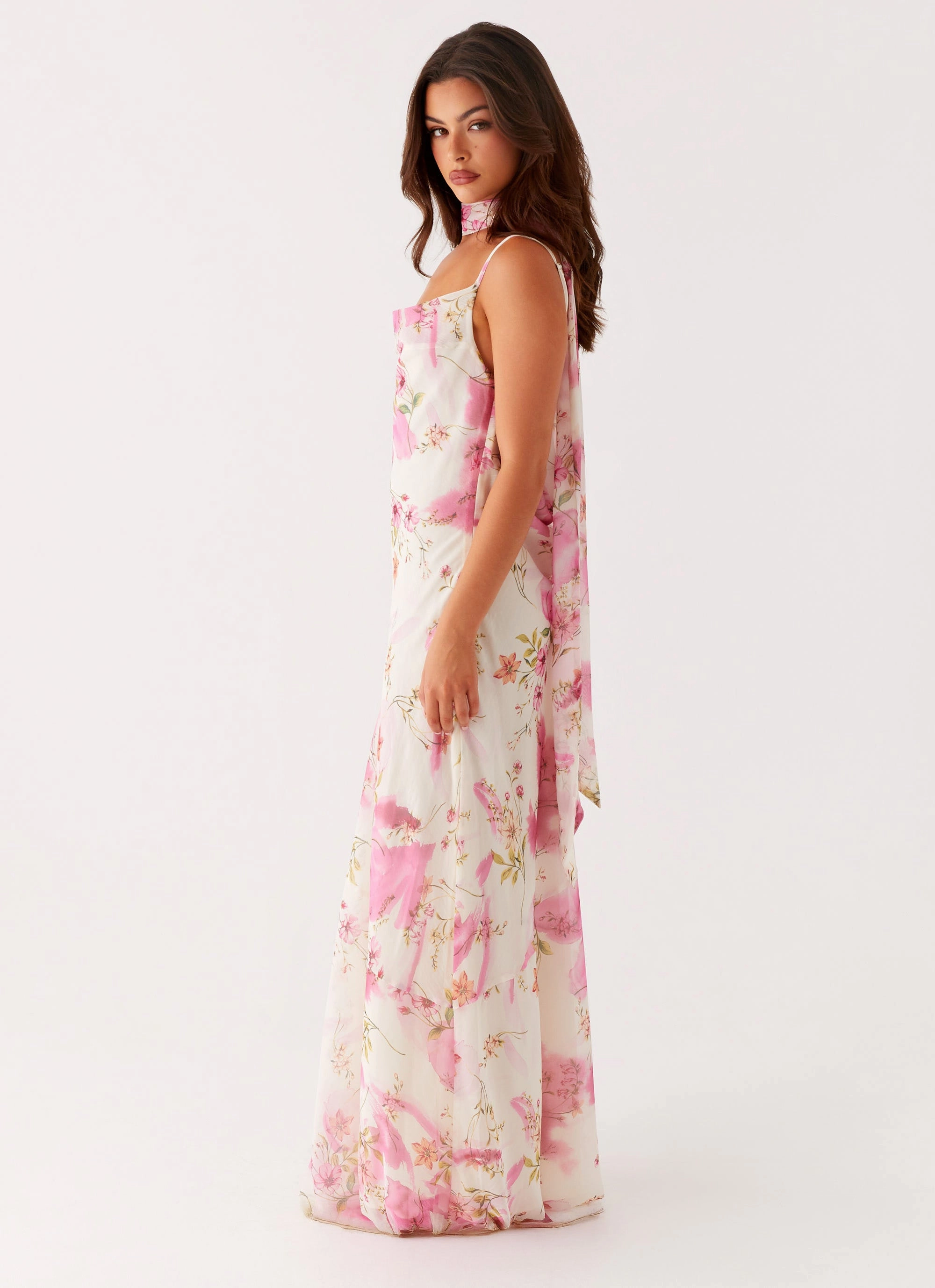 Spencer Maxi Dress - Ivory Floral Print Shade Glow