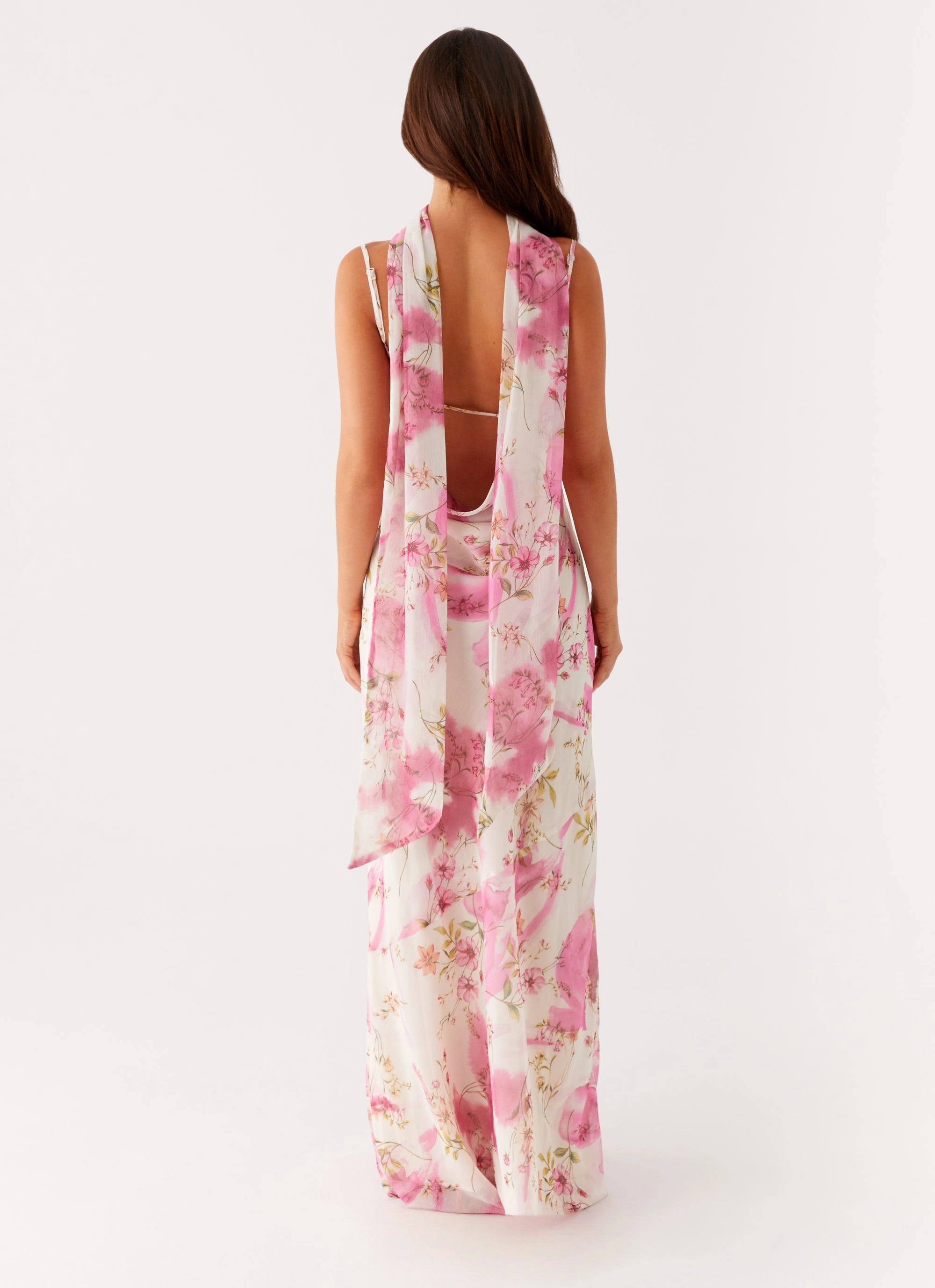 Spencer Maxi Dress - Ivory Floral Print Modest Light