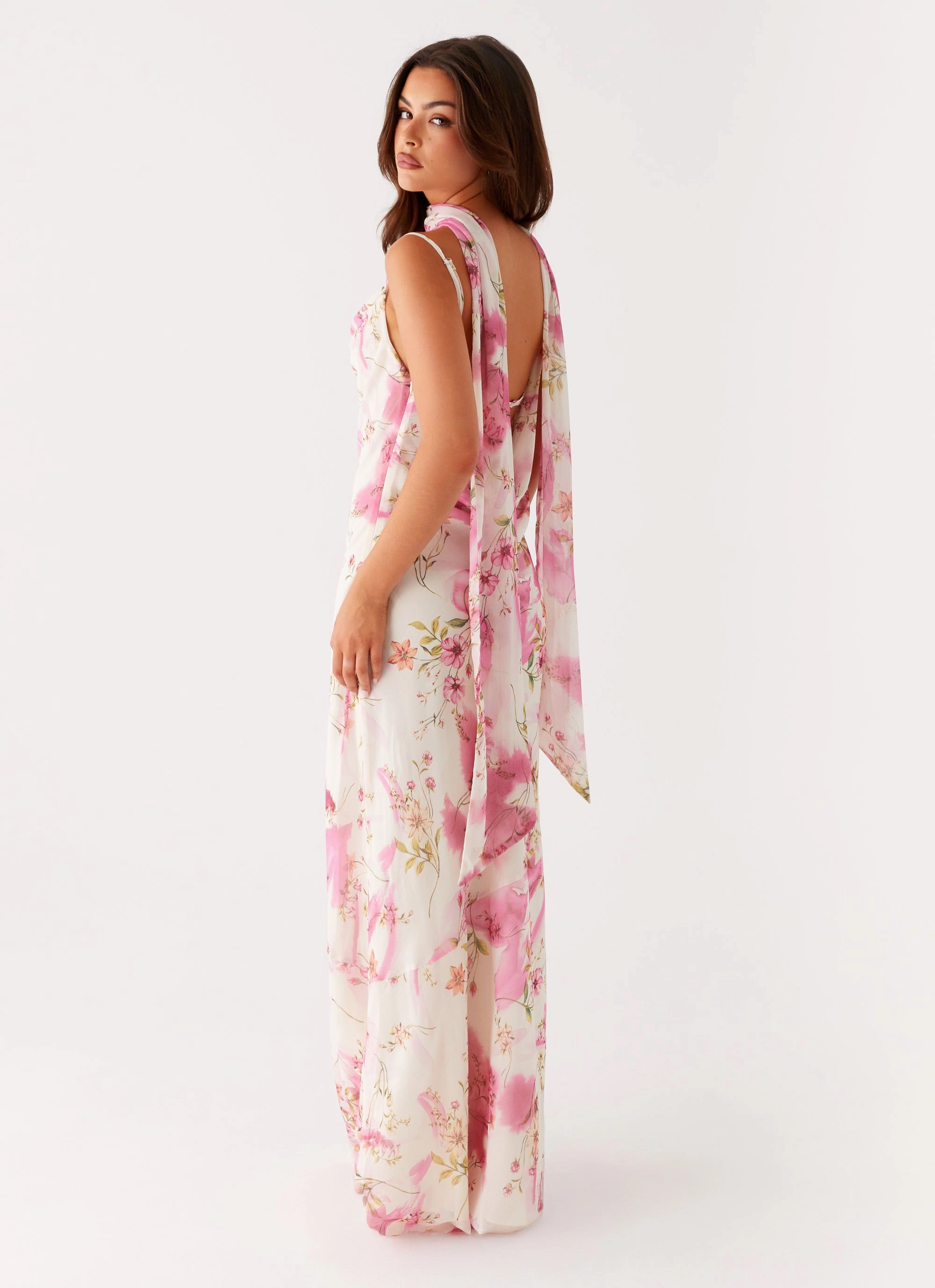 Spencer Maxi Dress - Ivory Floral Print Air Touch Family Warm