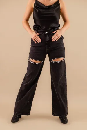 Sport Comfort RESTOCK: Big Personality Rhinestone Denim-Black RESTOCK: Big Personality Rhinestone Denim-Black Basic Style