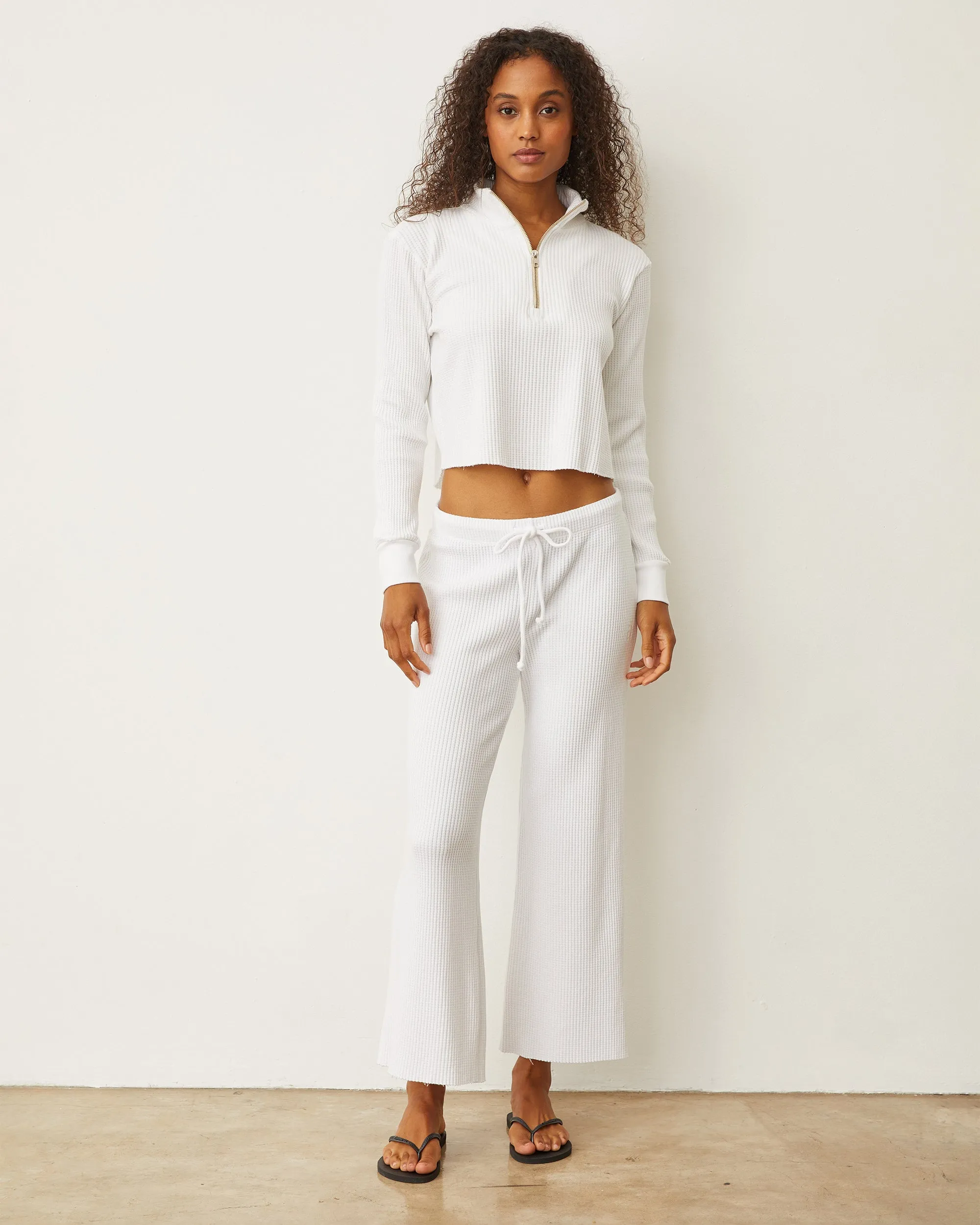 Waffle Crop Lounge Sweat AbrasionResistantPanels Quick Layering