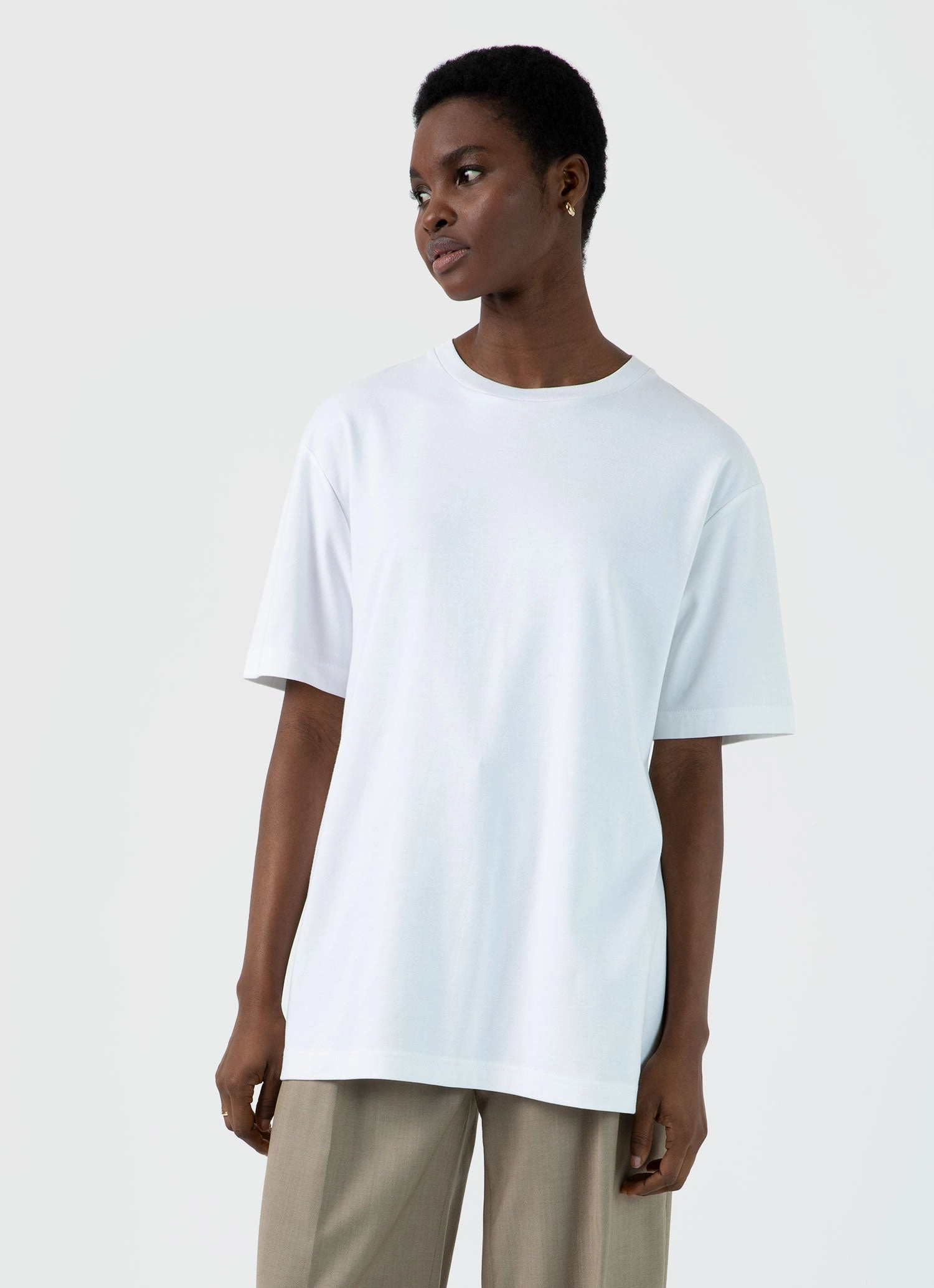 Women's Oversized Heavyweight T-shirt in White Classic Layering StretchReinforcedArmholes