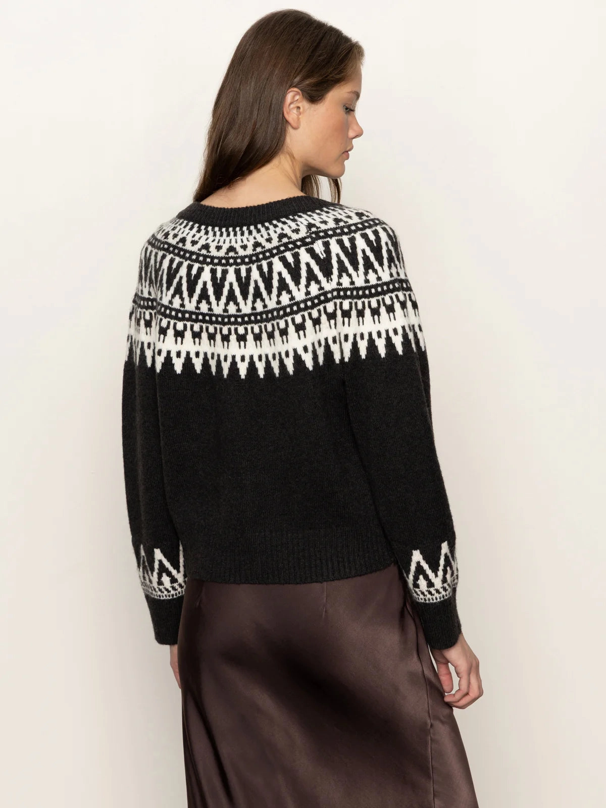 Sanctuary Fairisle Crewneck Cardi Layered Neckline