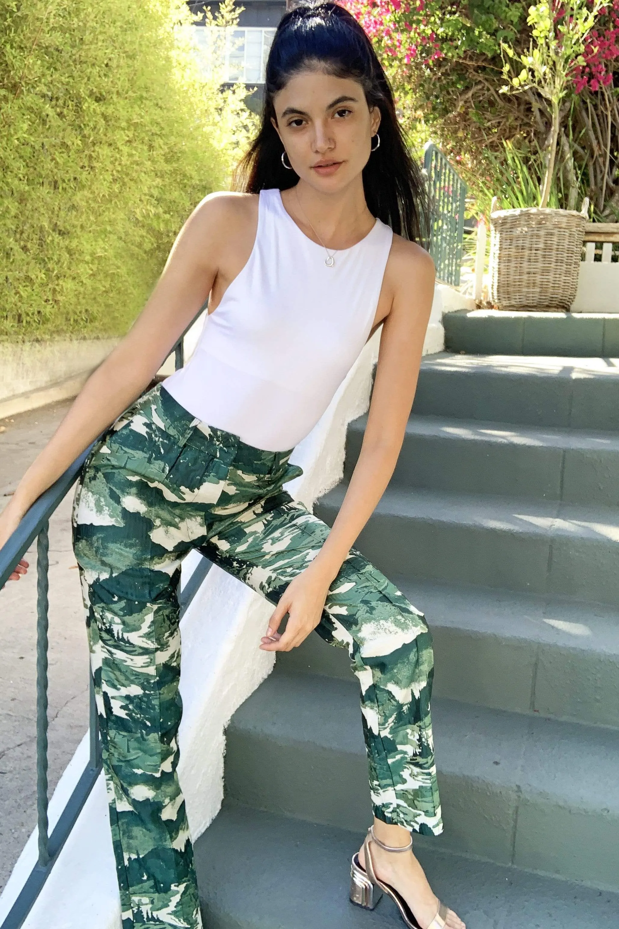 Flexible Fabric Landscape Jacquard Slim Pant