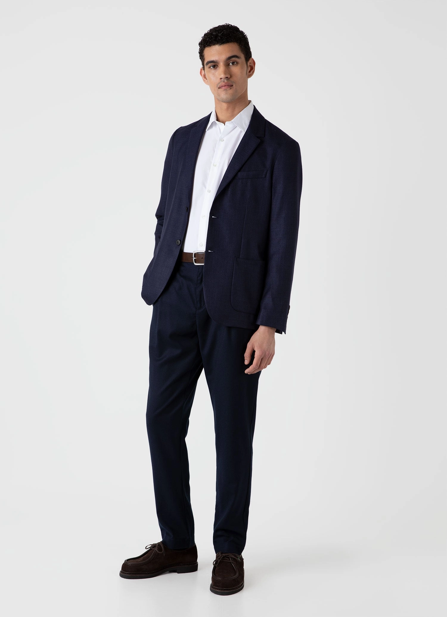 Men's Silk Linen Wool Blazer in Navy Silicone Grip Cuffs Enjoy