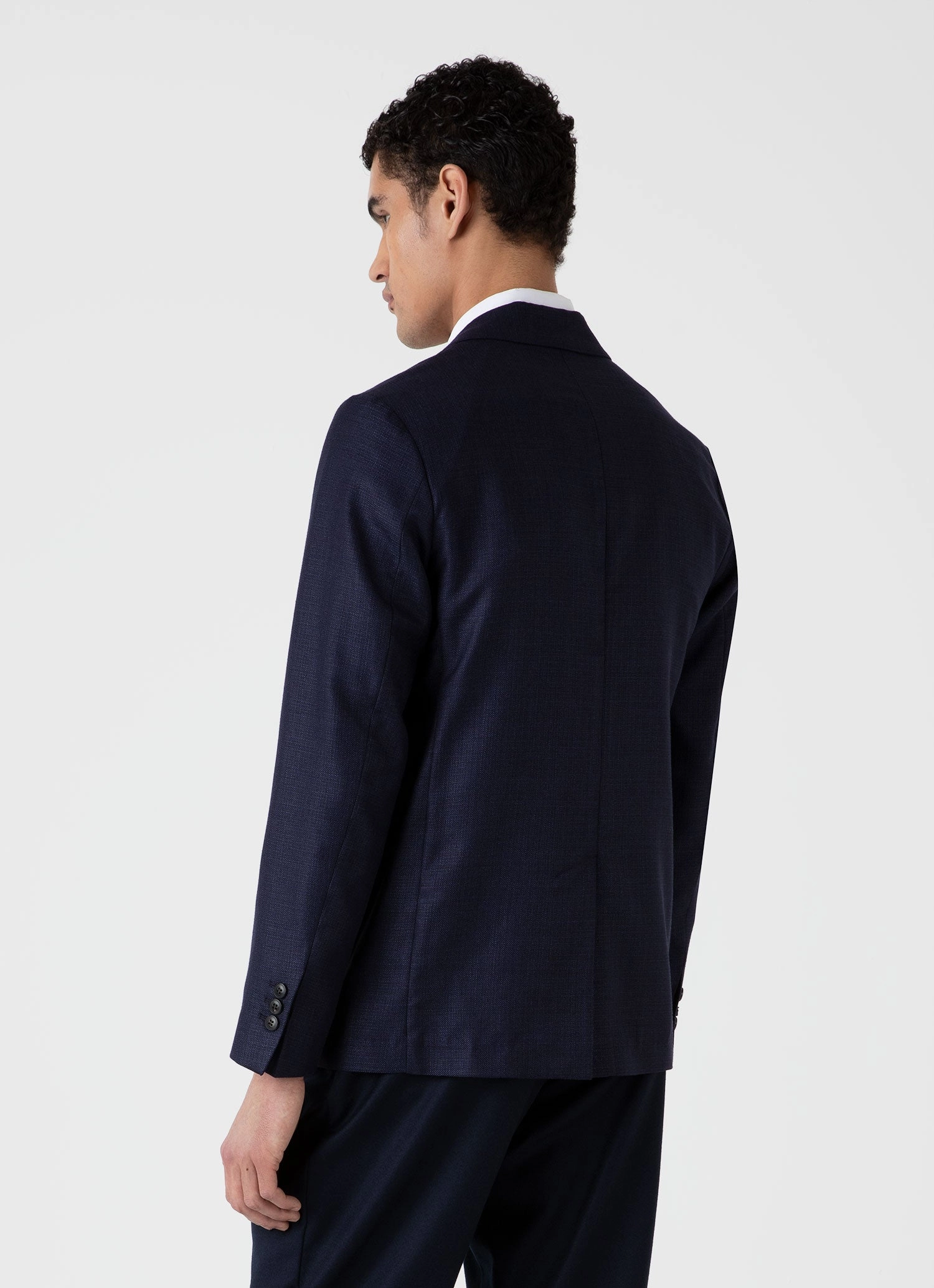 Men's Silk Linen Wool Blazer in Navy Noise Reducing Zippers