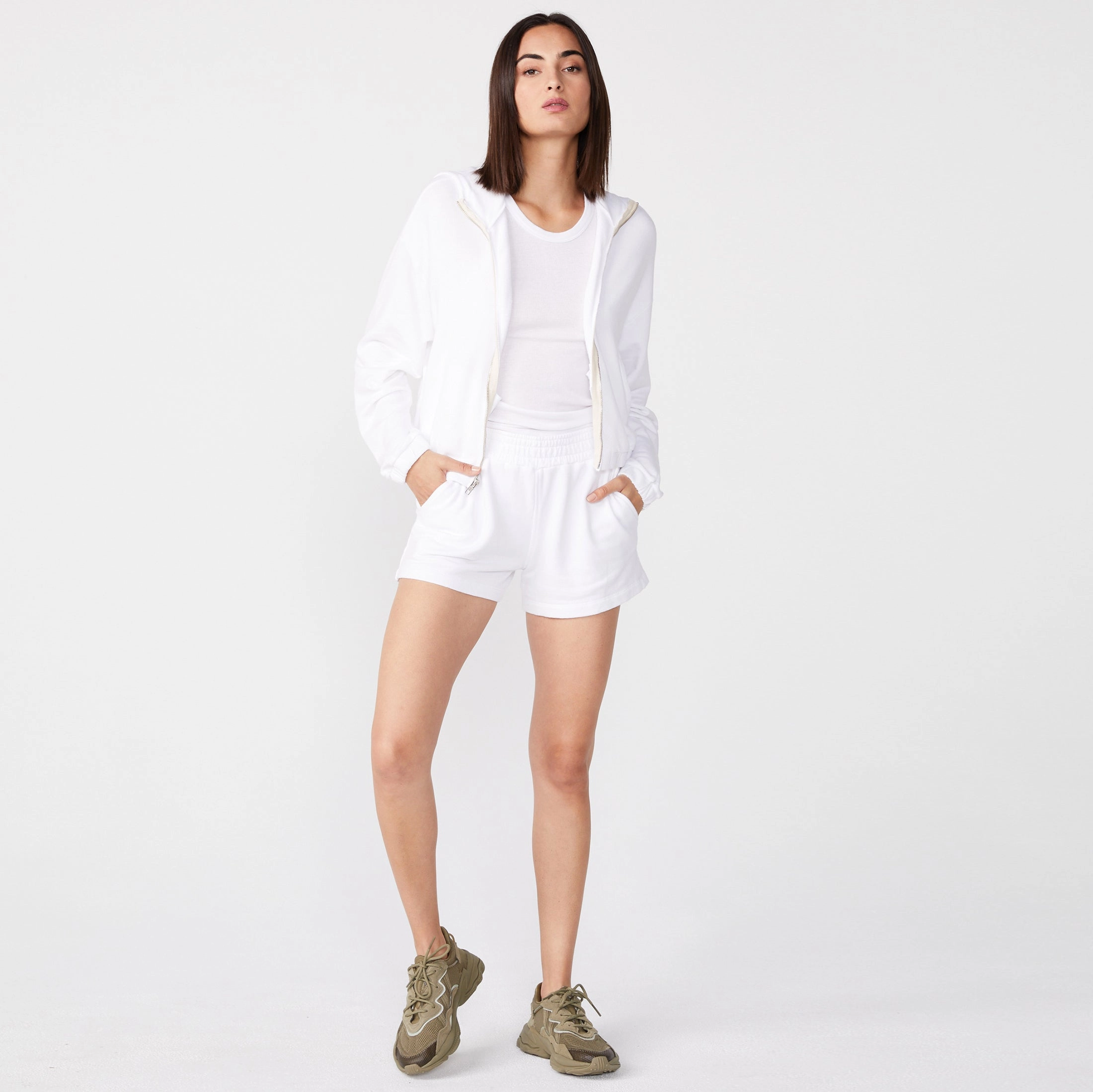 Sporty Zip Up Hoody AdjustableHemCuffs ButterSoftTexture