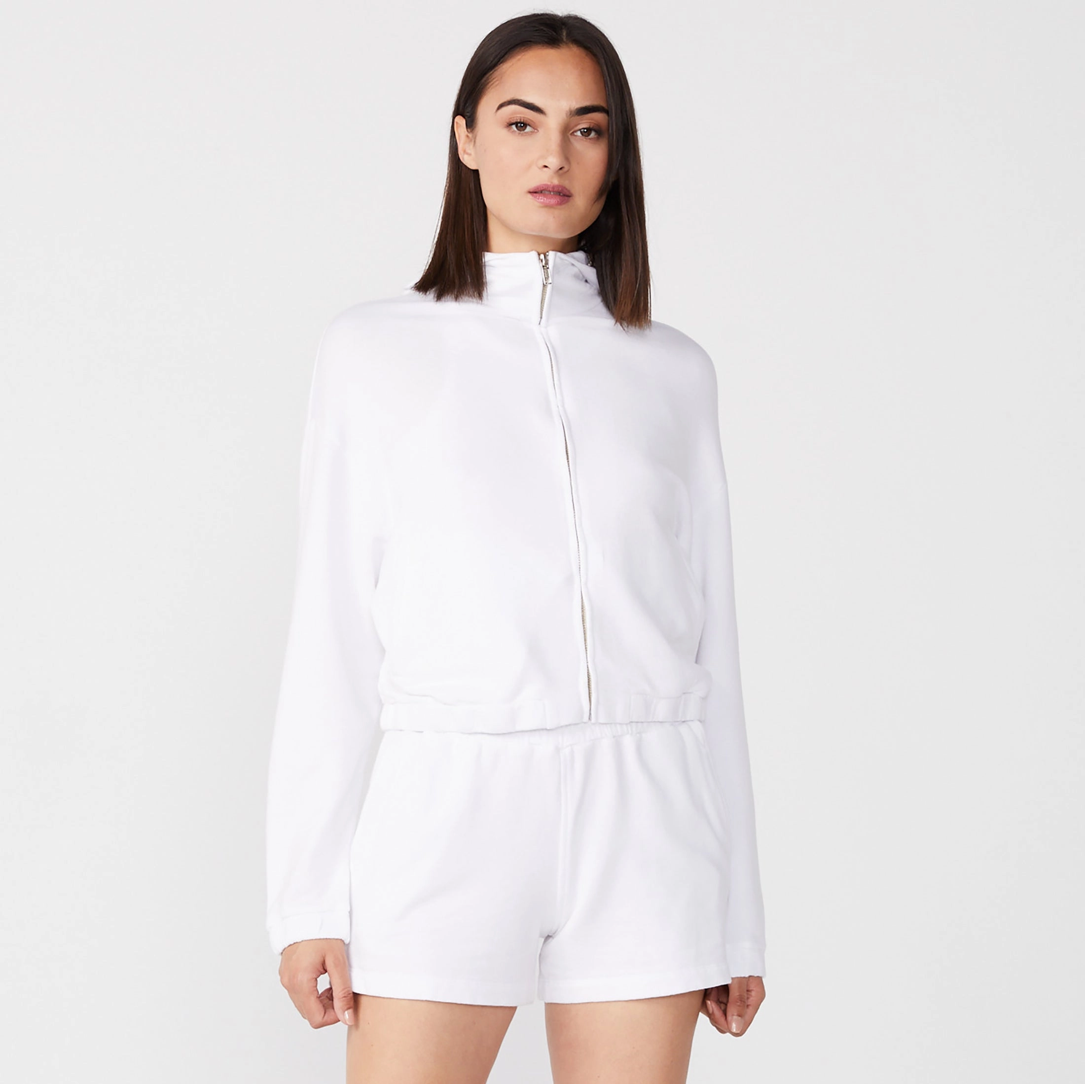 Sporty Zip Up Hoody FourWay Stretch Fabric