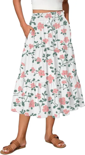 Spring Skirt for Women High Waist Flowy Maxi Skirt A-Line Long Skirt for Summer
