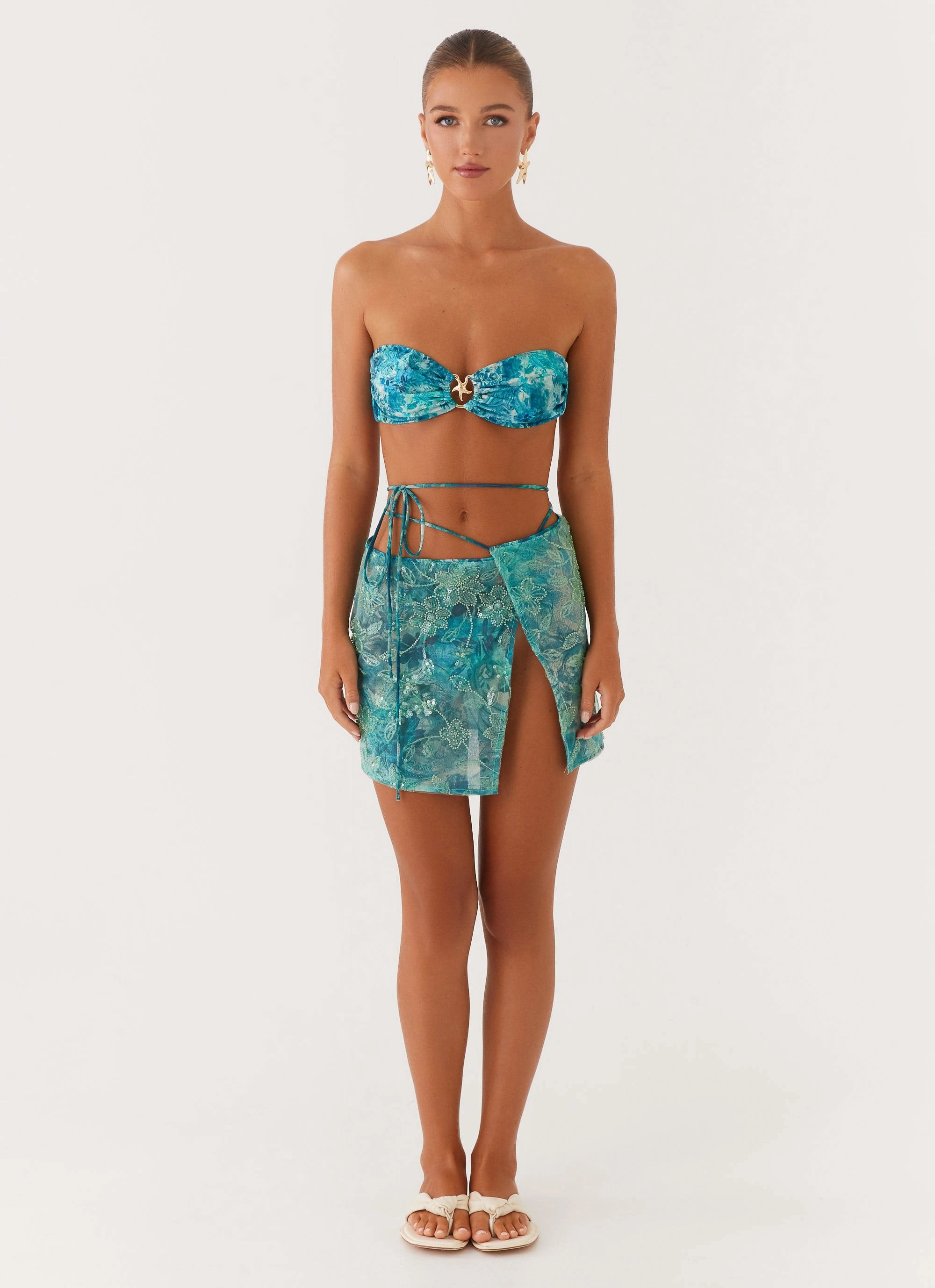 MachineWashable Flat waistband Stacie Mini Skirt - Teal