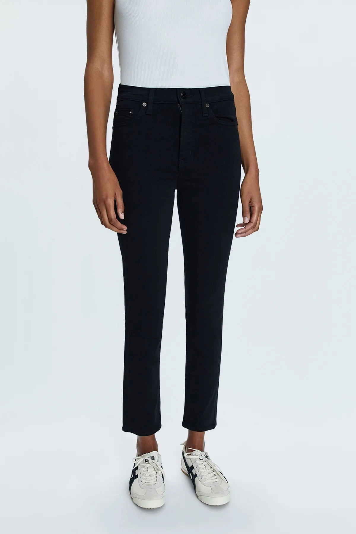 Pistola Madi High Rise Slim Jeans - Noir Sustainable Evening Stroll Casual Couple Look Office Wear
