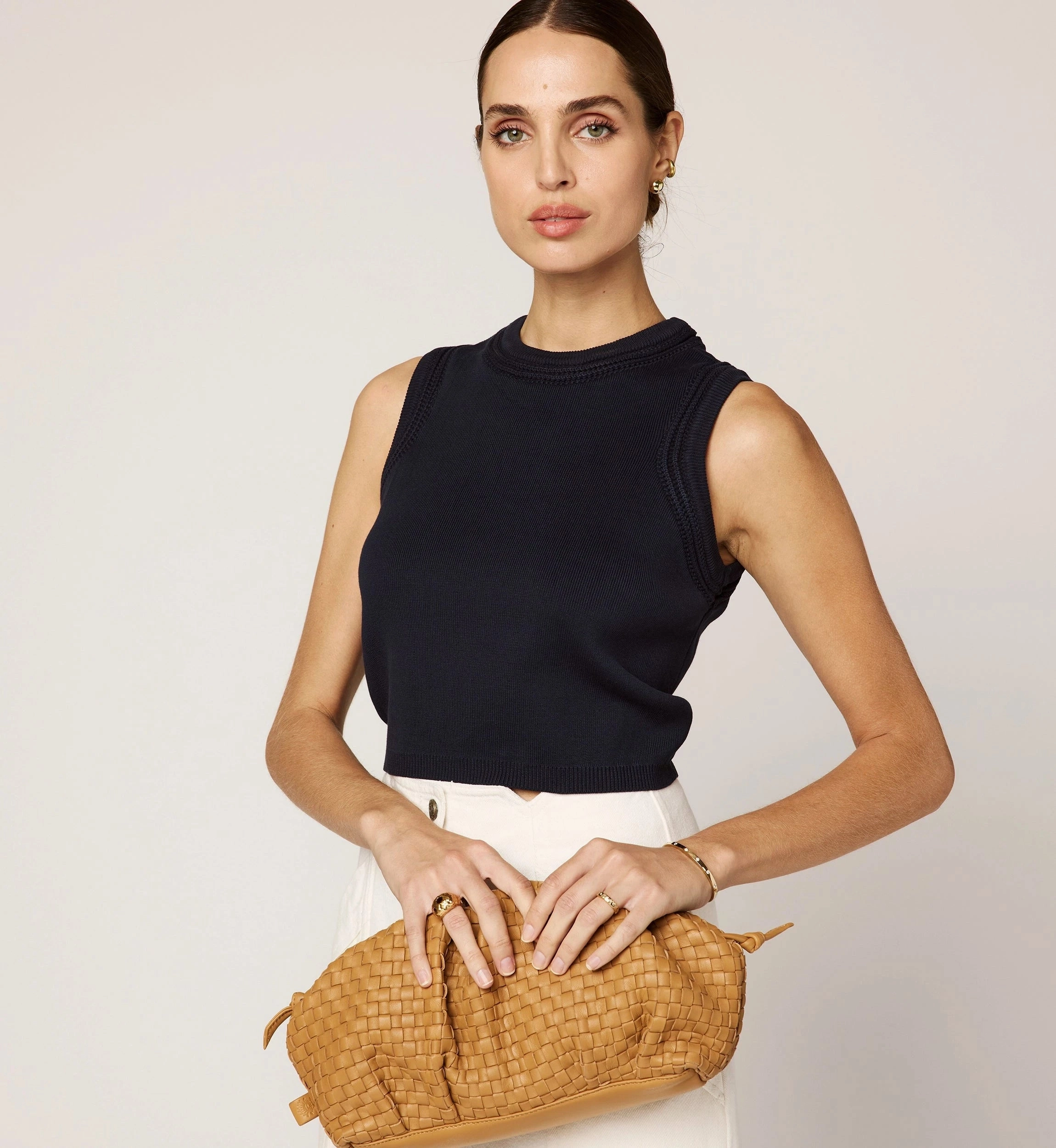 Reflective Trim Details Jade Top | Midnight Blue