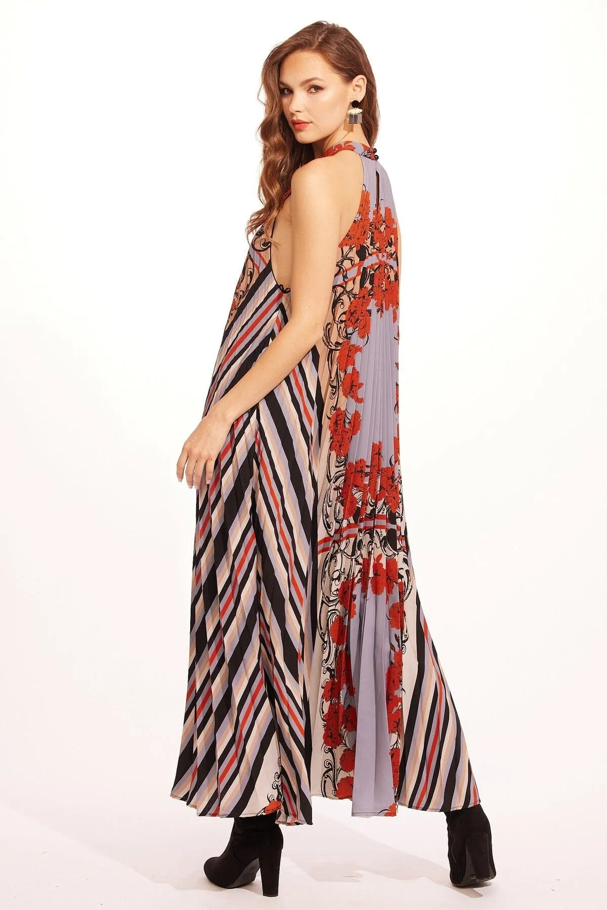 Colette Pleated Maxi Dress - Arabesque Cool Look Heart Tone