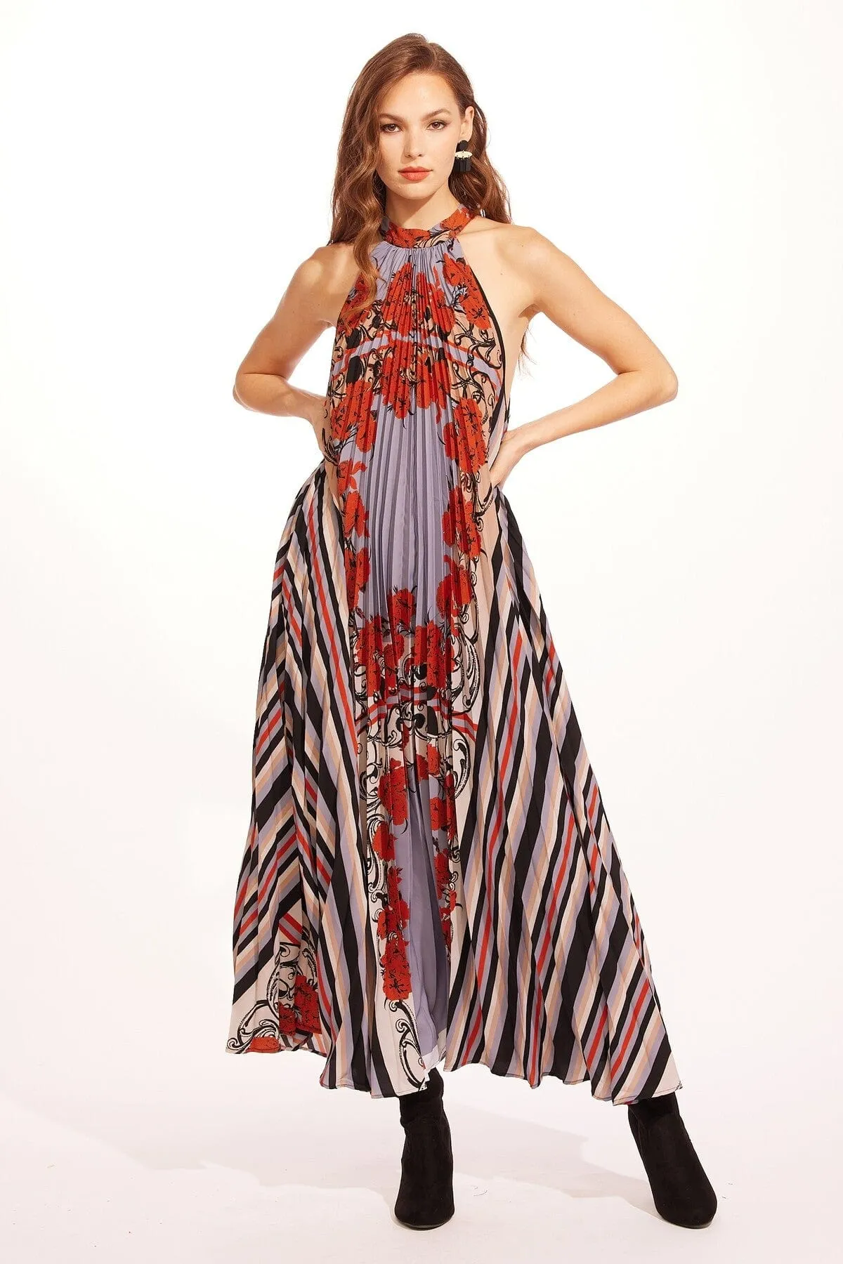 Colette Pleated Maxi Dress - Arabesque Gentle Motion Body Flow