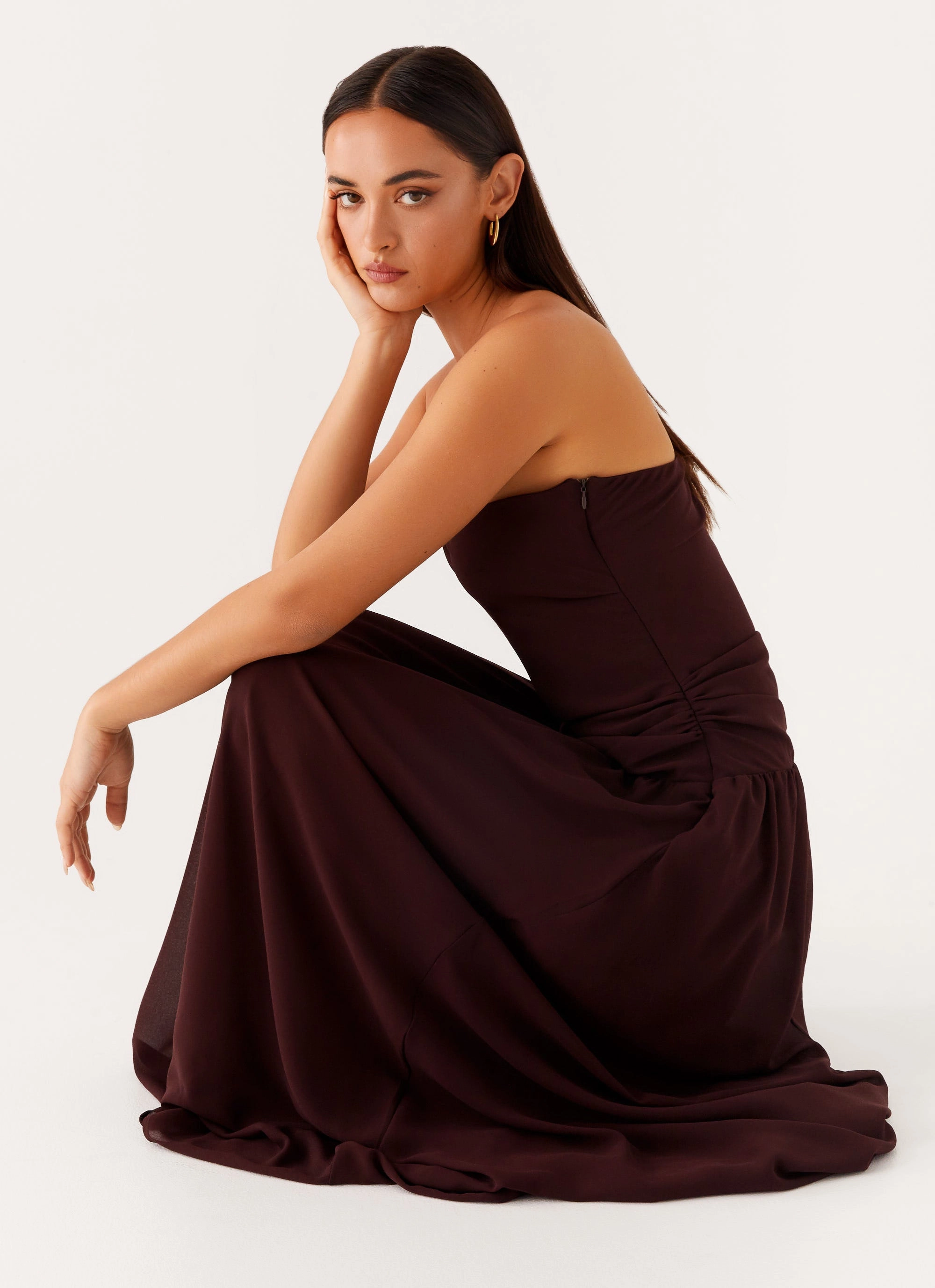 Covia Strapless Maxi Dress - Dark Chocolate Tailored Mood Fashionable appearance