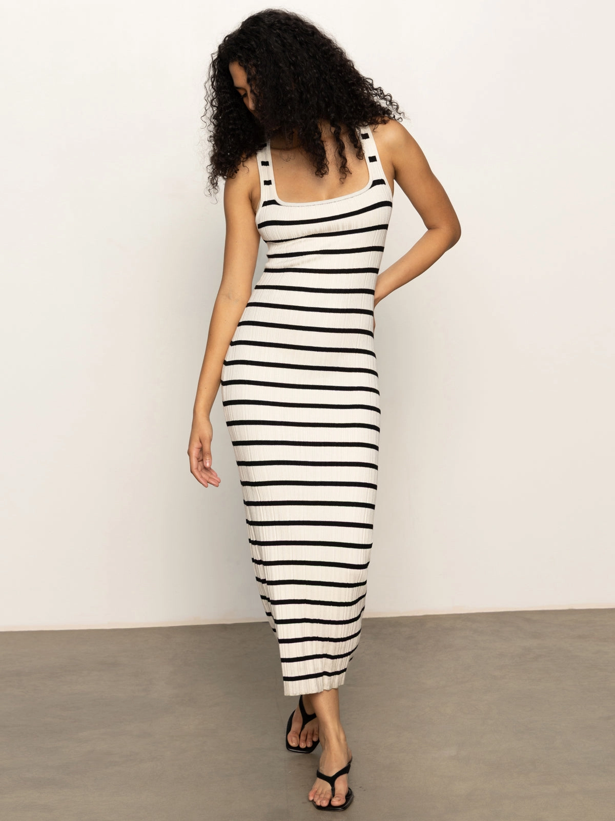 Starlit Rib Maxi Dress Light Oat/Black Soft Balance Casual Core