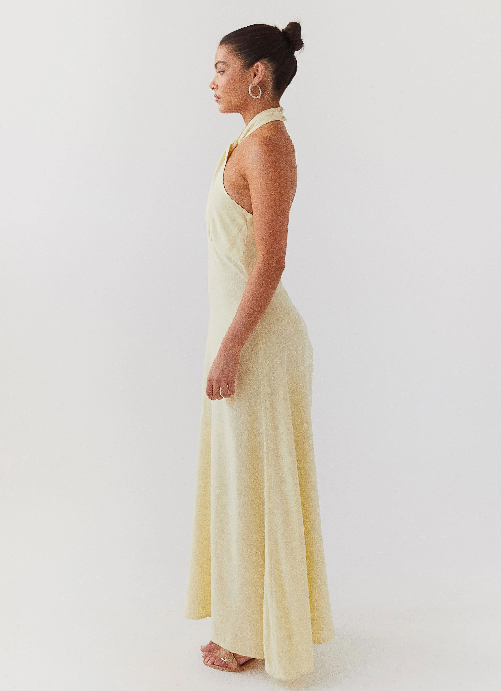 Adrienne Linen Maxi Dress - Lemon Wedding-Guest
