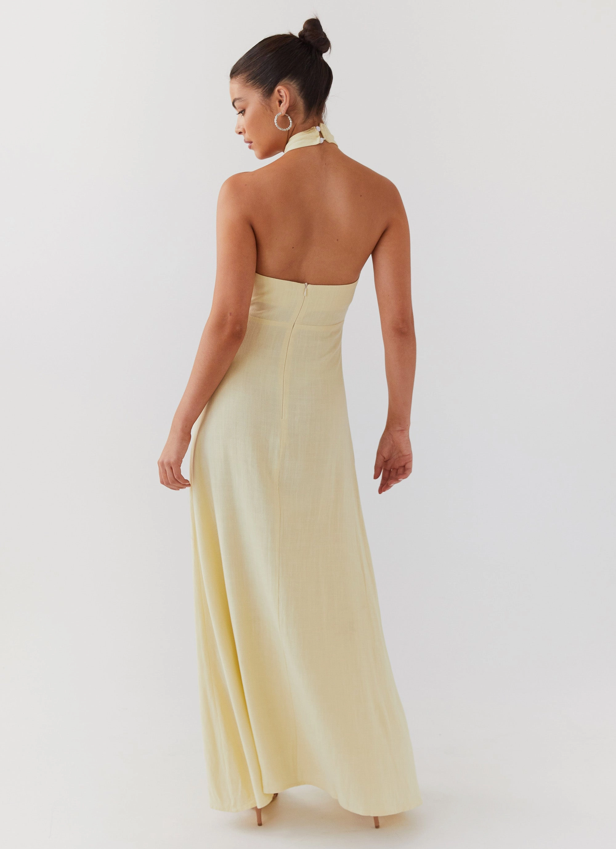Adrienne Linen Maxi Dress - Lemon Layering Piece Elegant Tailoring