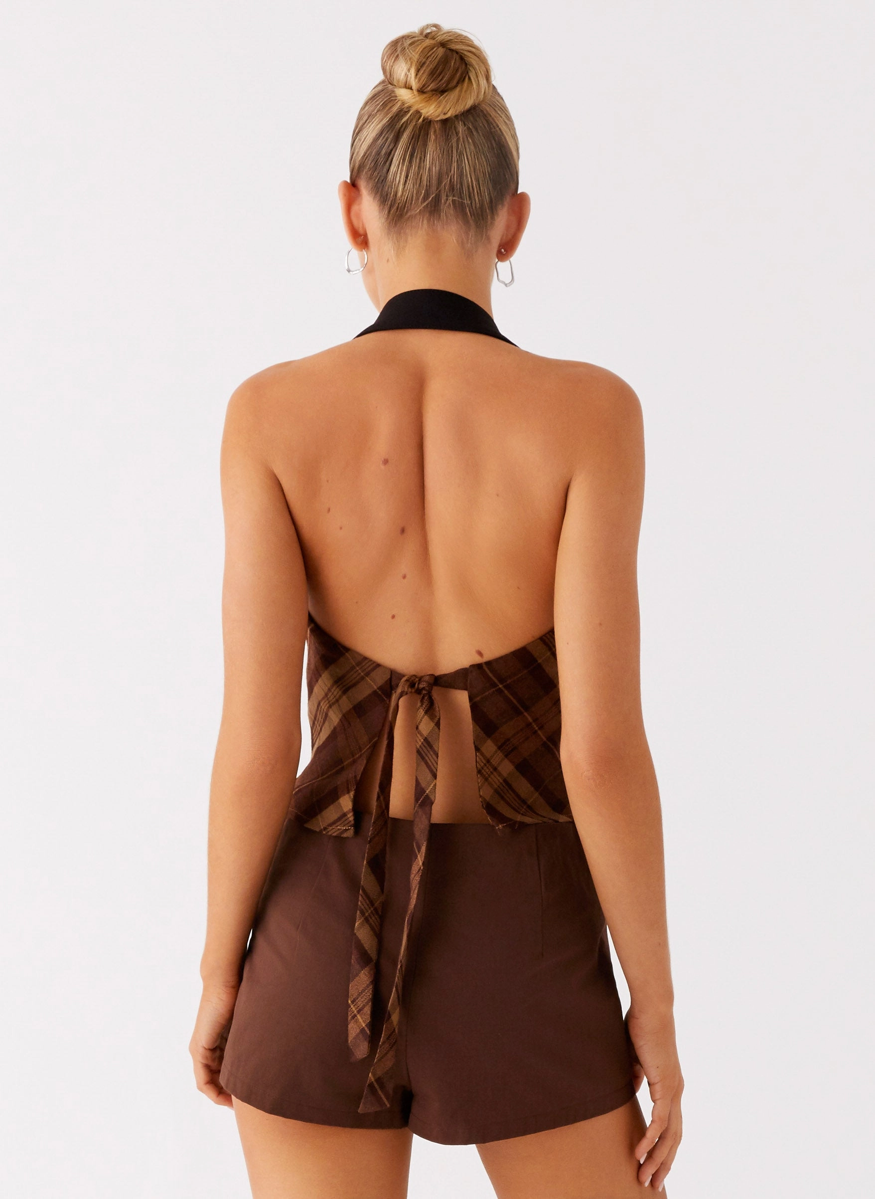 AntiPill Texture Four Way Stretch Stateside Cowl Top - Plaid