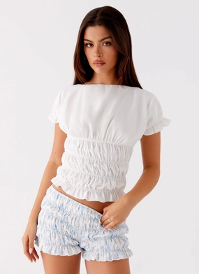 StaticFree Fiber Blend Natalia Ruched Top - Ivory LoopwheelFabric Natalia Ruched Top - Ivory