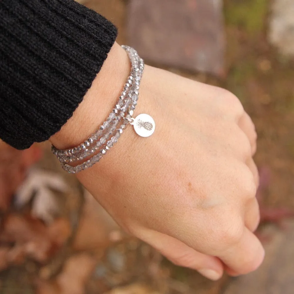 Stay Sweet ~ Stretchy Silver Crystal Wrap Bracelet
