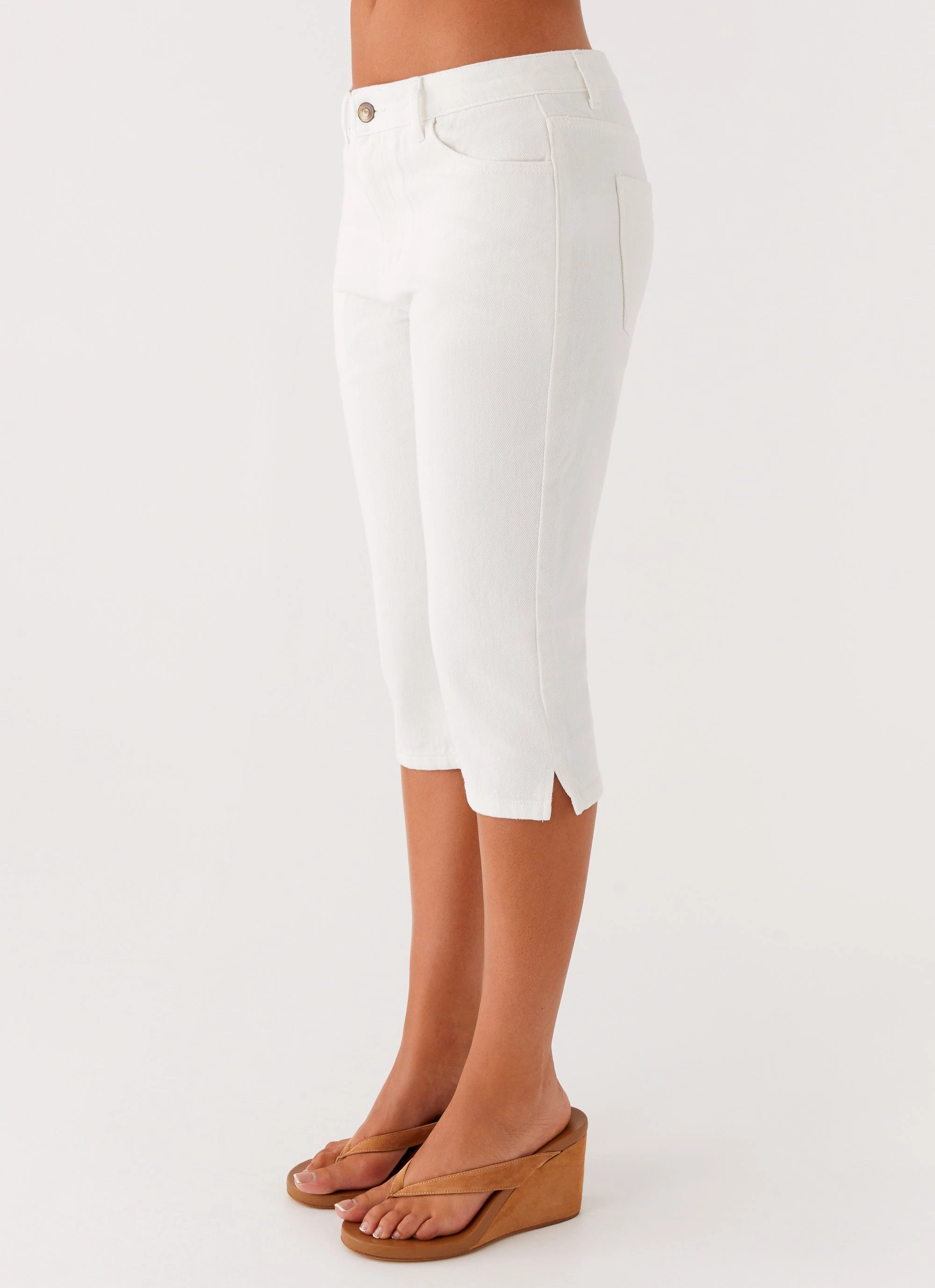 Rocco Denim Capri Pants - Off White Clean Finish Everyday Flex