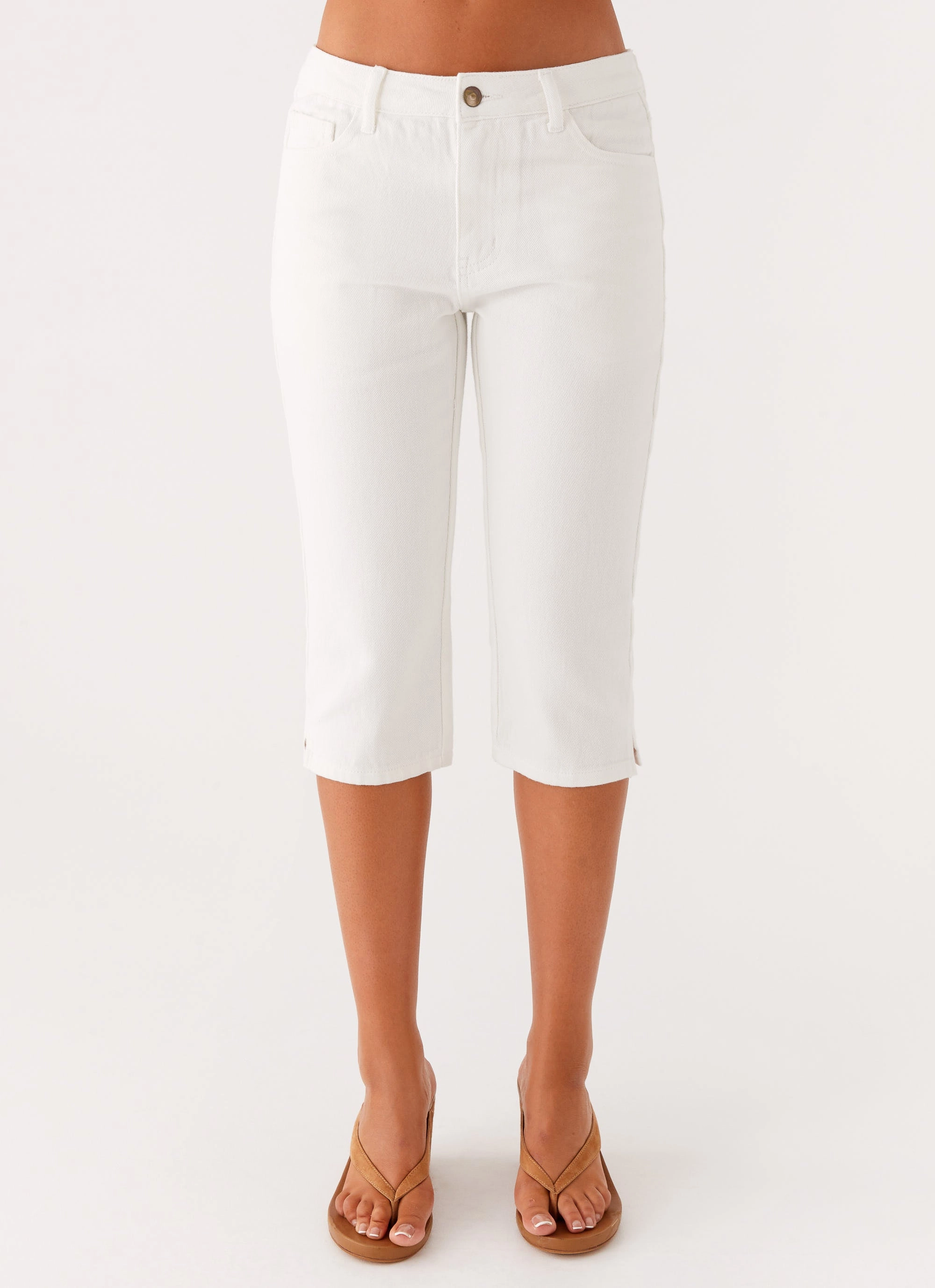 Rocco Denim Capri Pants - Off White Breathable back panel