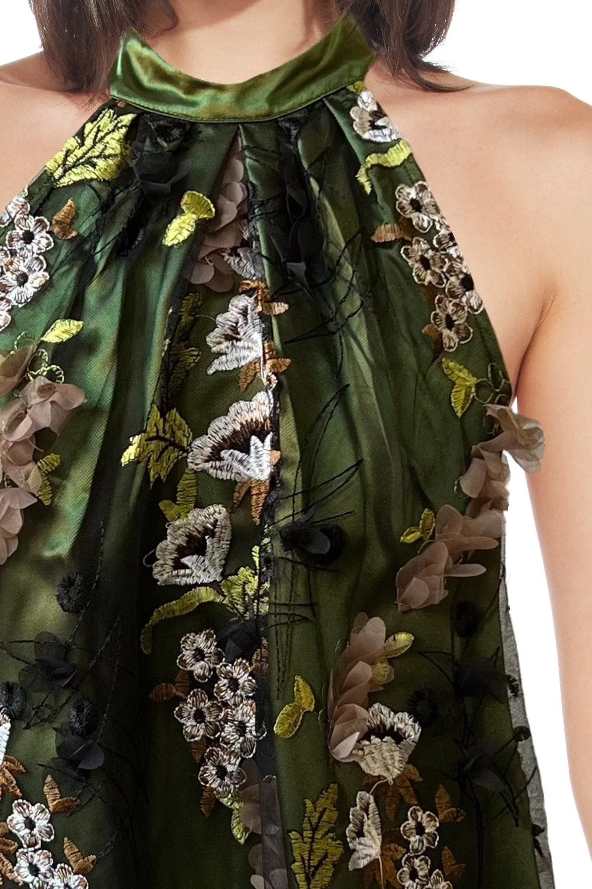 Henriette Dress - Emerald Meadow Side-Slit