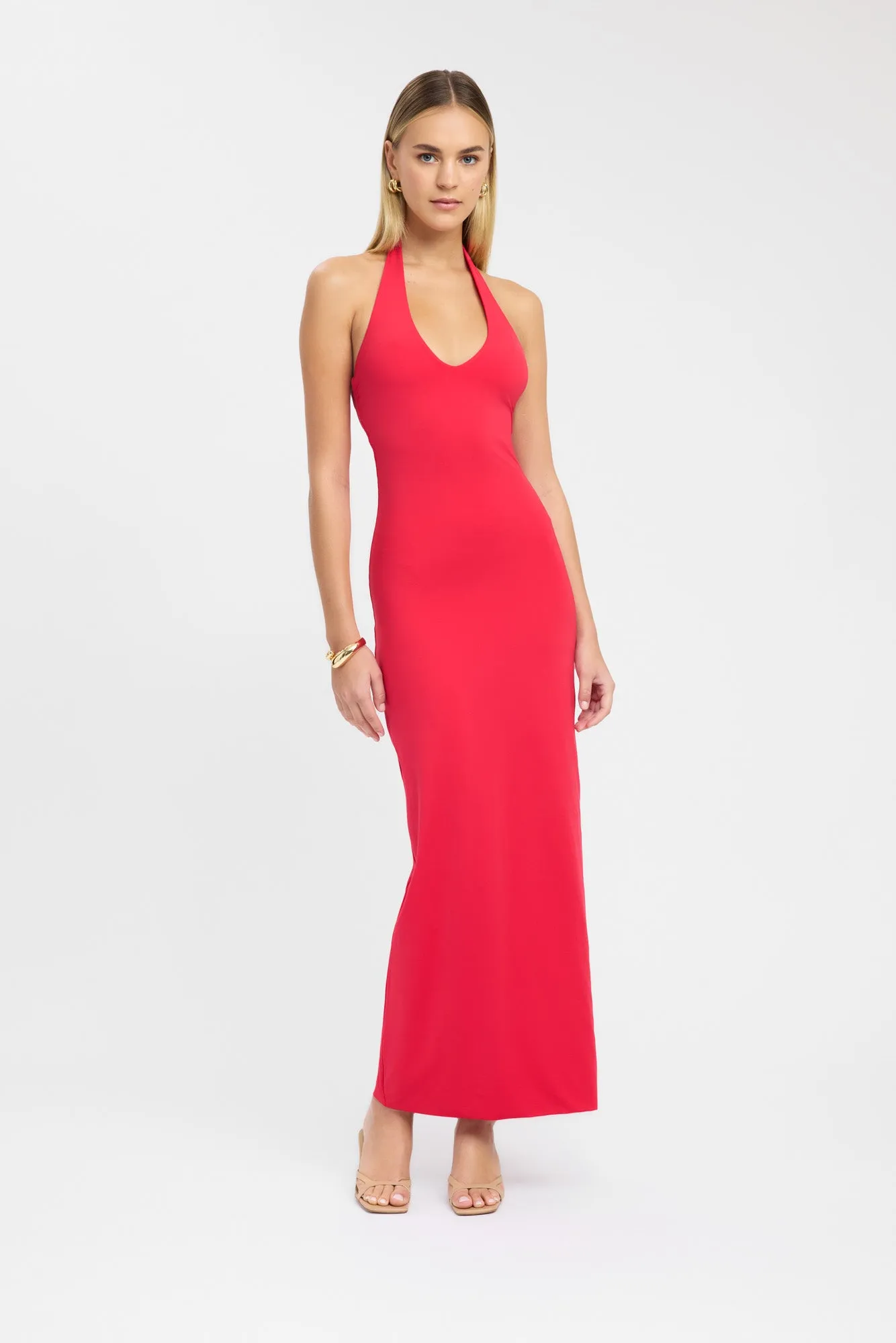 Artisanal-Detail Versatile Cut Stella Halter Maxi Dress
