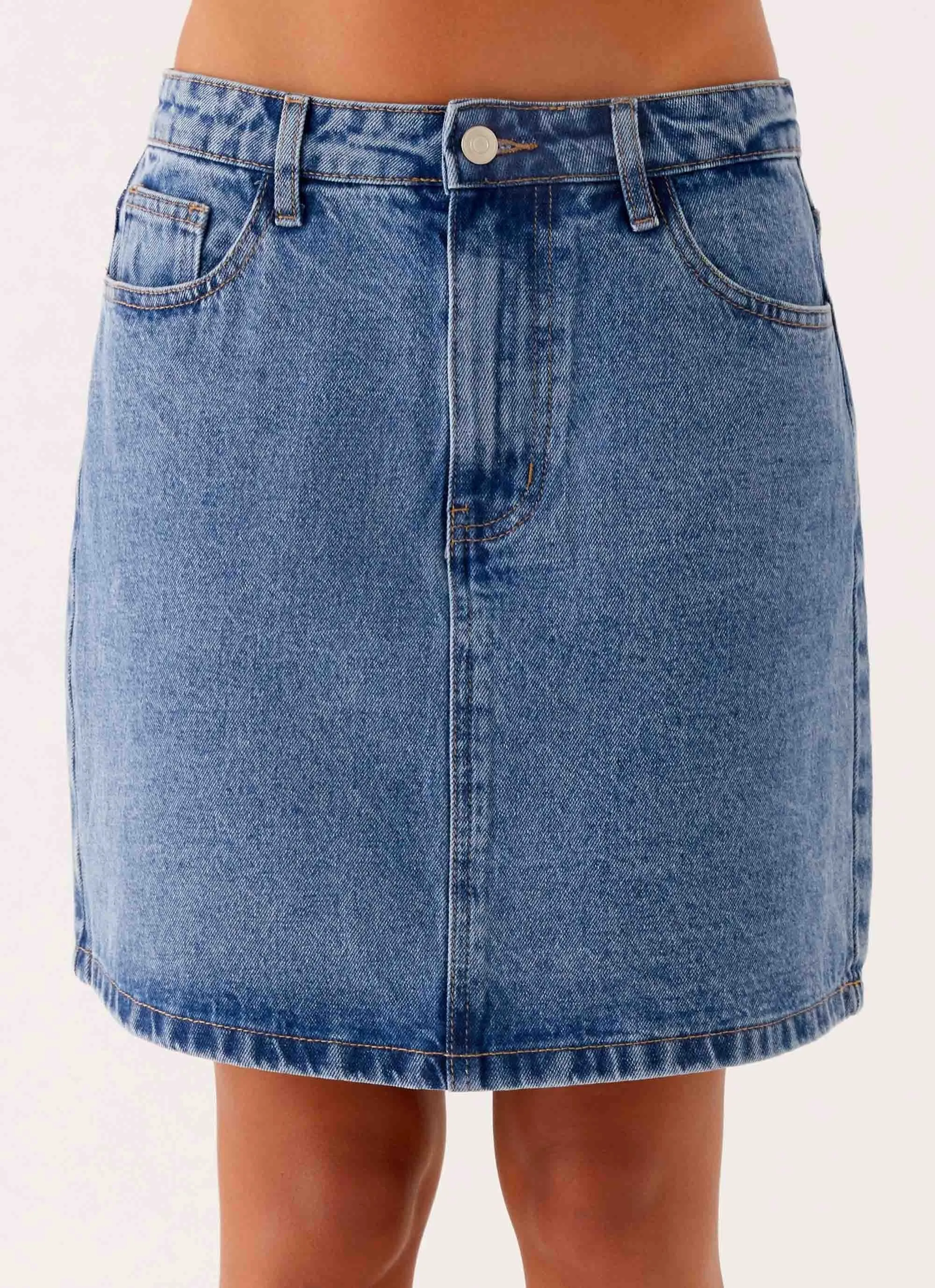 Stella Low Rise Mini Skirt - Blue All Day Comfort tech fabric