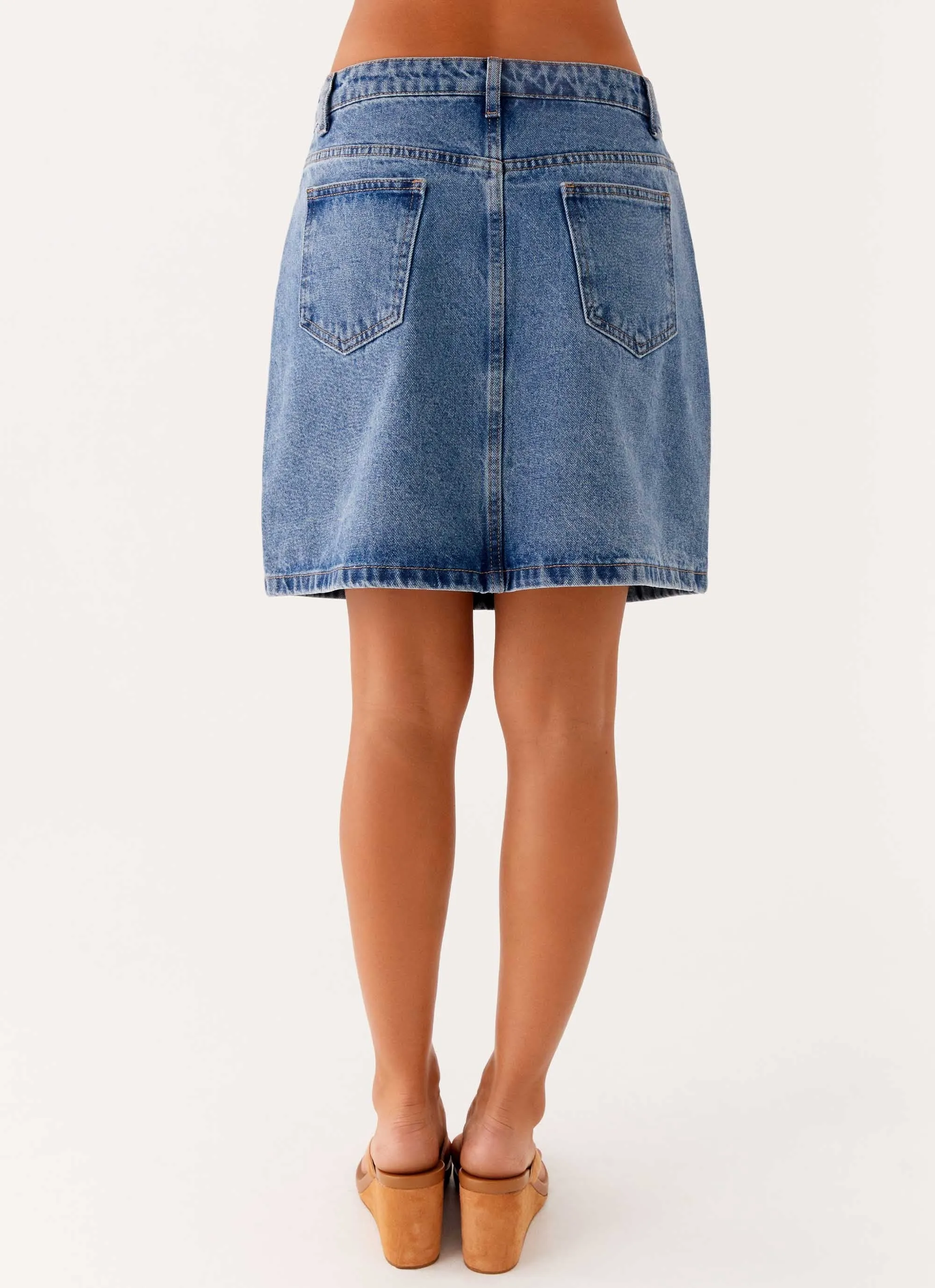 Stella Low Rise Mini Skirt - Blue Easy Layer
