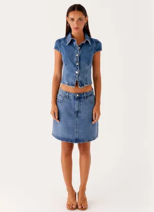 Stella Low Rise Mini Skirt - Blue Smart Wear Stella Low Rise Mini Skirt - Blue Quick Comfort Design