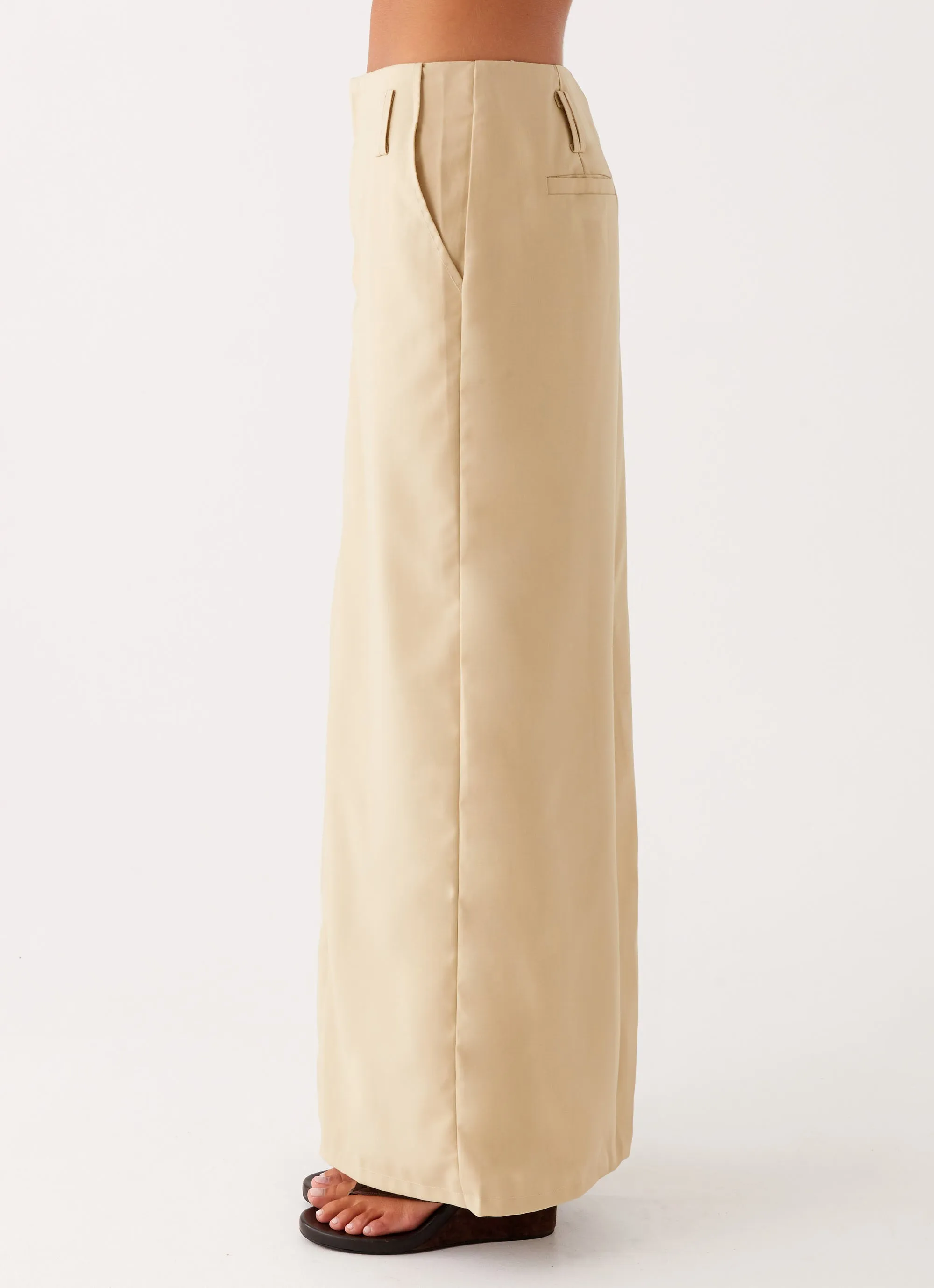 Stella Tailored Maxi Skirt - Beige Tough Flex Refined fit