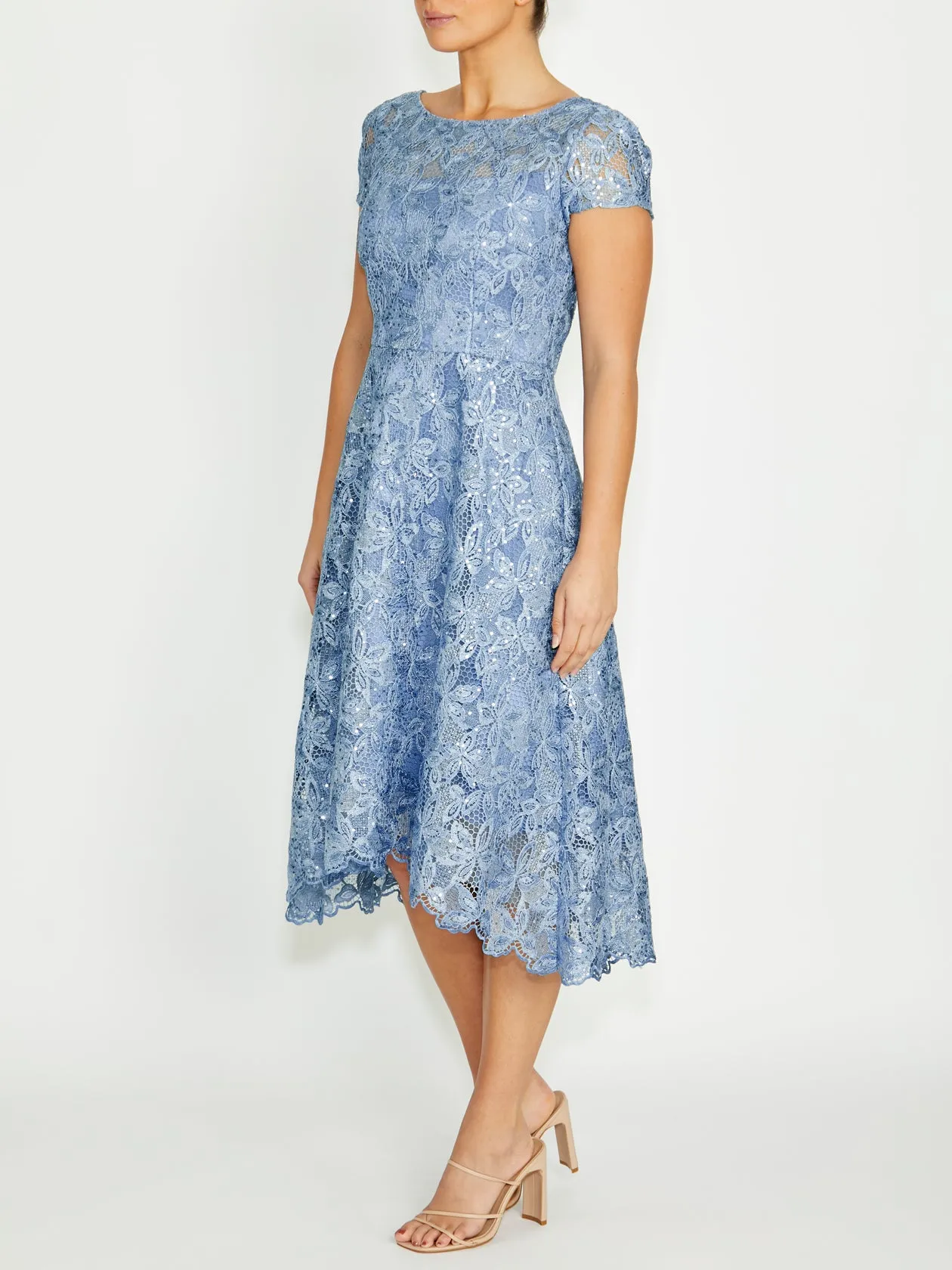 Stellar Sky Blue A-Line Dress Contrast-Panel