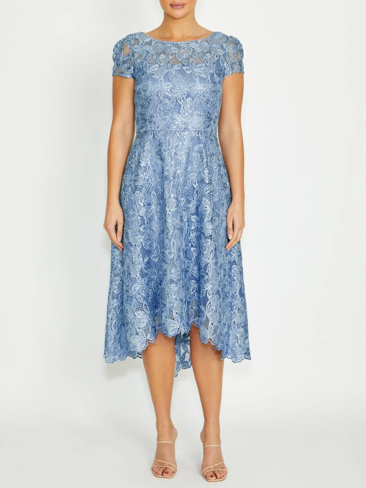 Stellar Sky Blue A-Line Dress Bright Mood Low-Waist