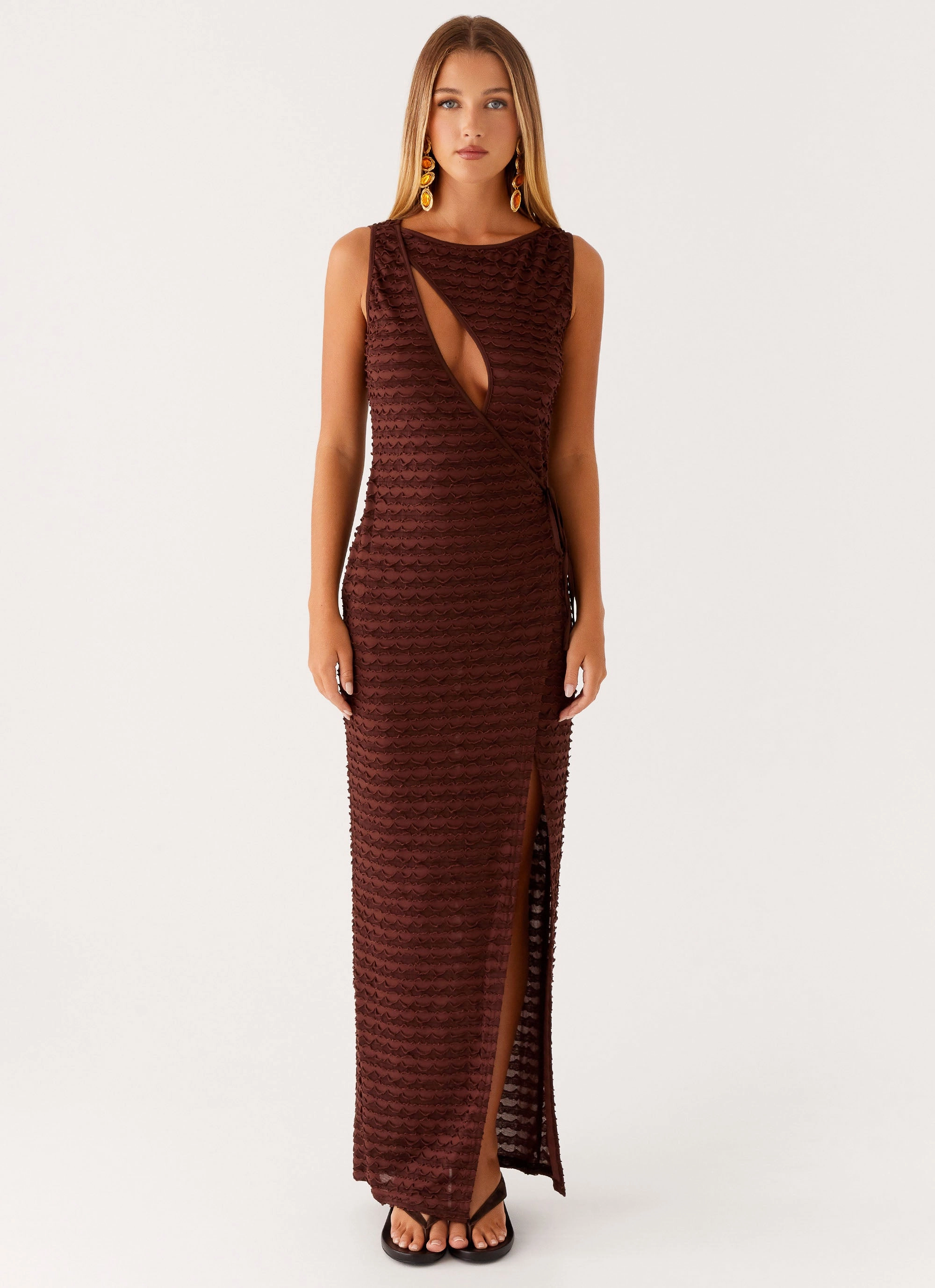 Sterling Wrap Maxi Dress - Chocolate Skirt Flare Casual Motion