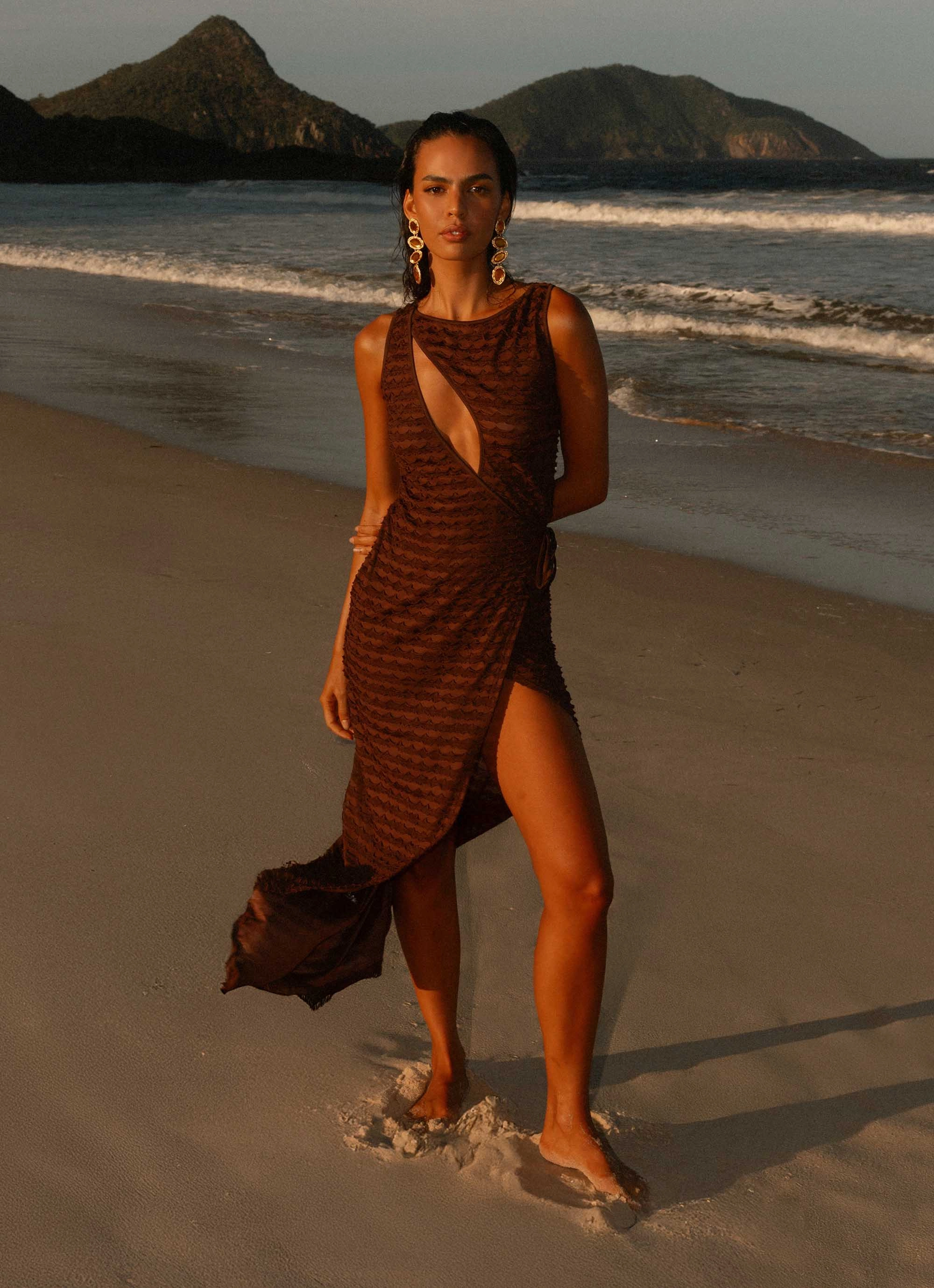 Sterling Wrap Maxi Dress - Chocolate Romantic-Style