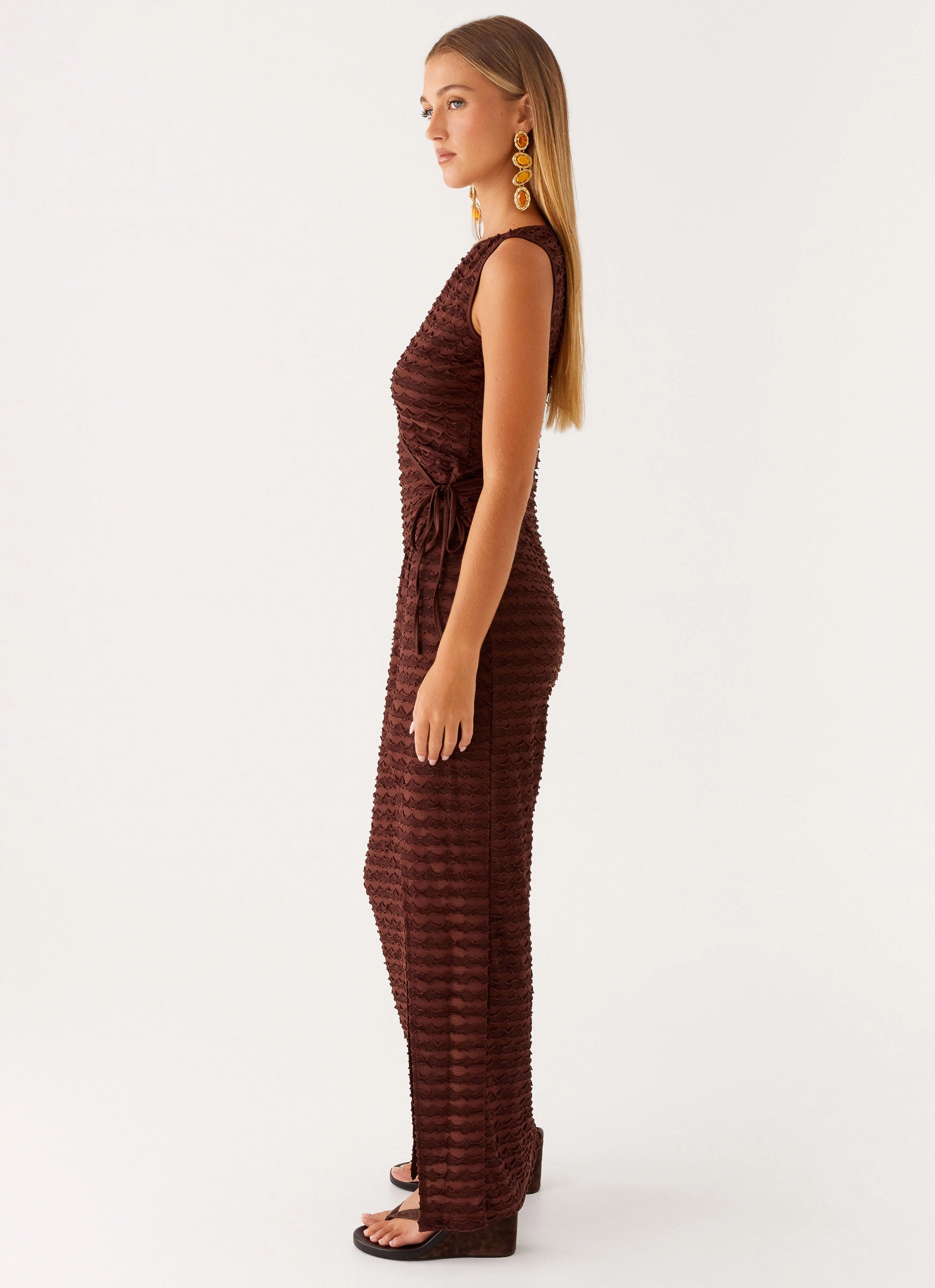 Sterling Wrap Maxi Dress - Chocolate Vibrant Hue Cruise-Wear