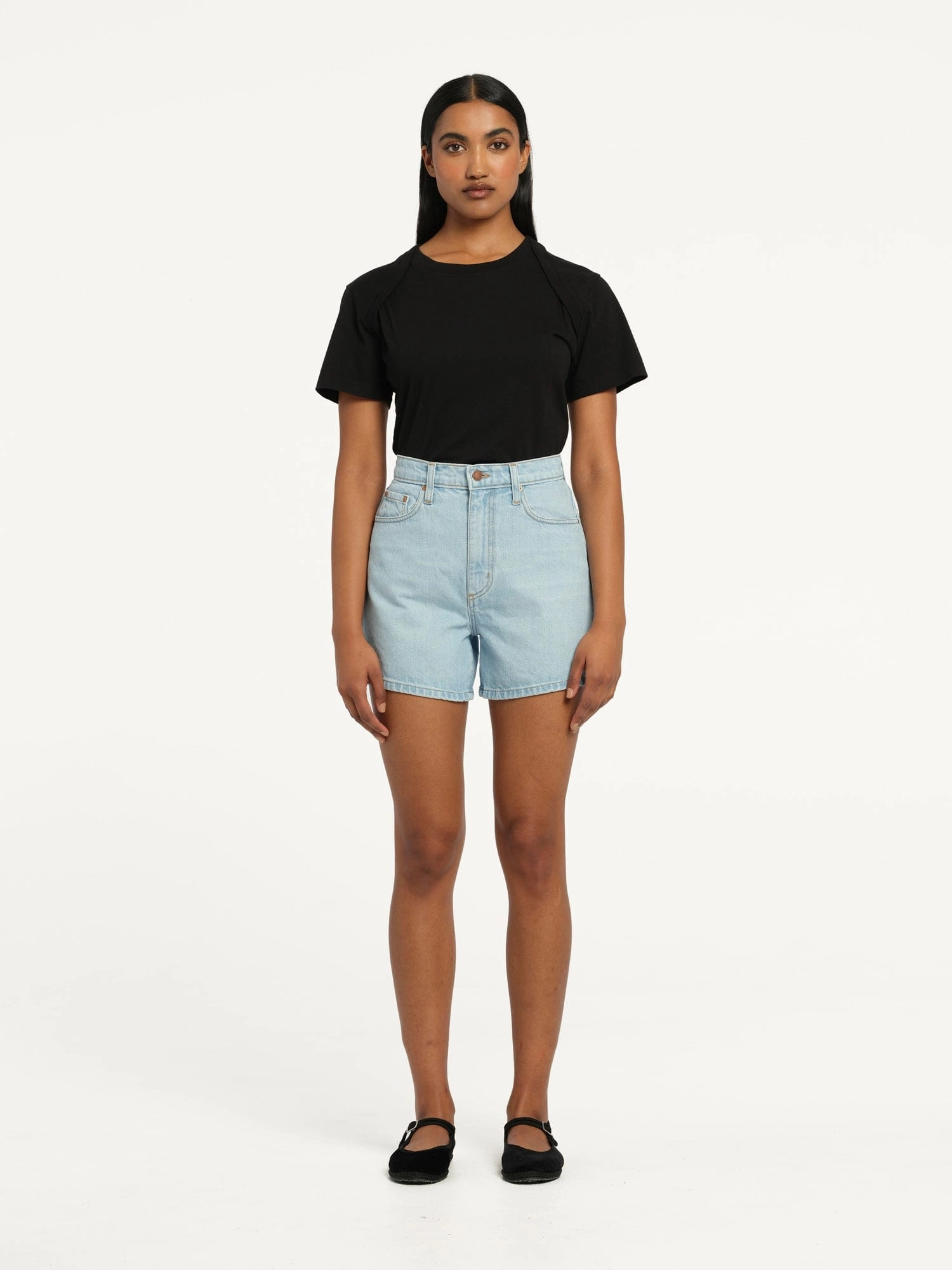 Wrinkle Free Fabric Stevie Short Soft Sky | Linen Denim