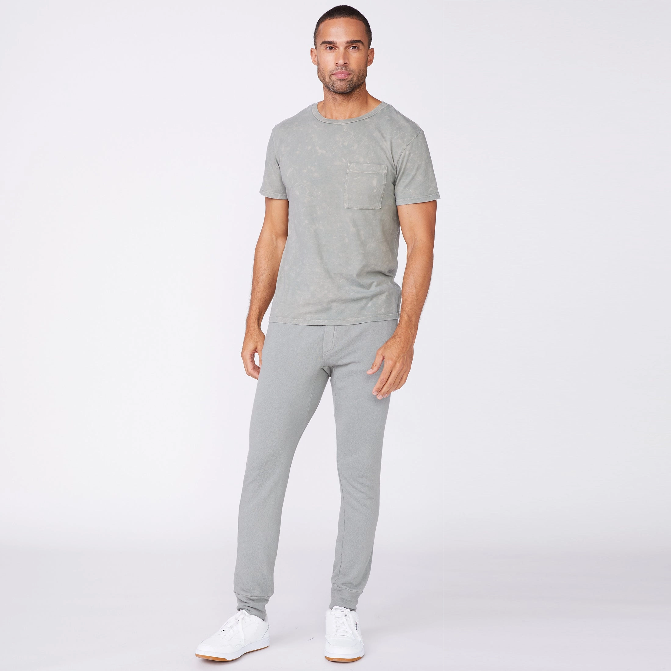 Reflective details Elegant Cut Stone Wash Relaxed Pocket Crew