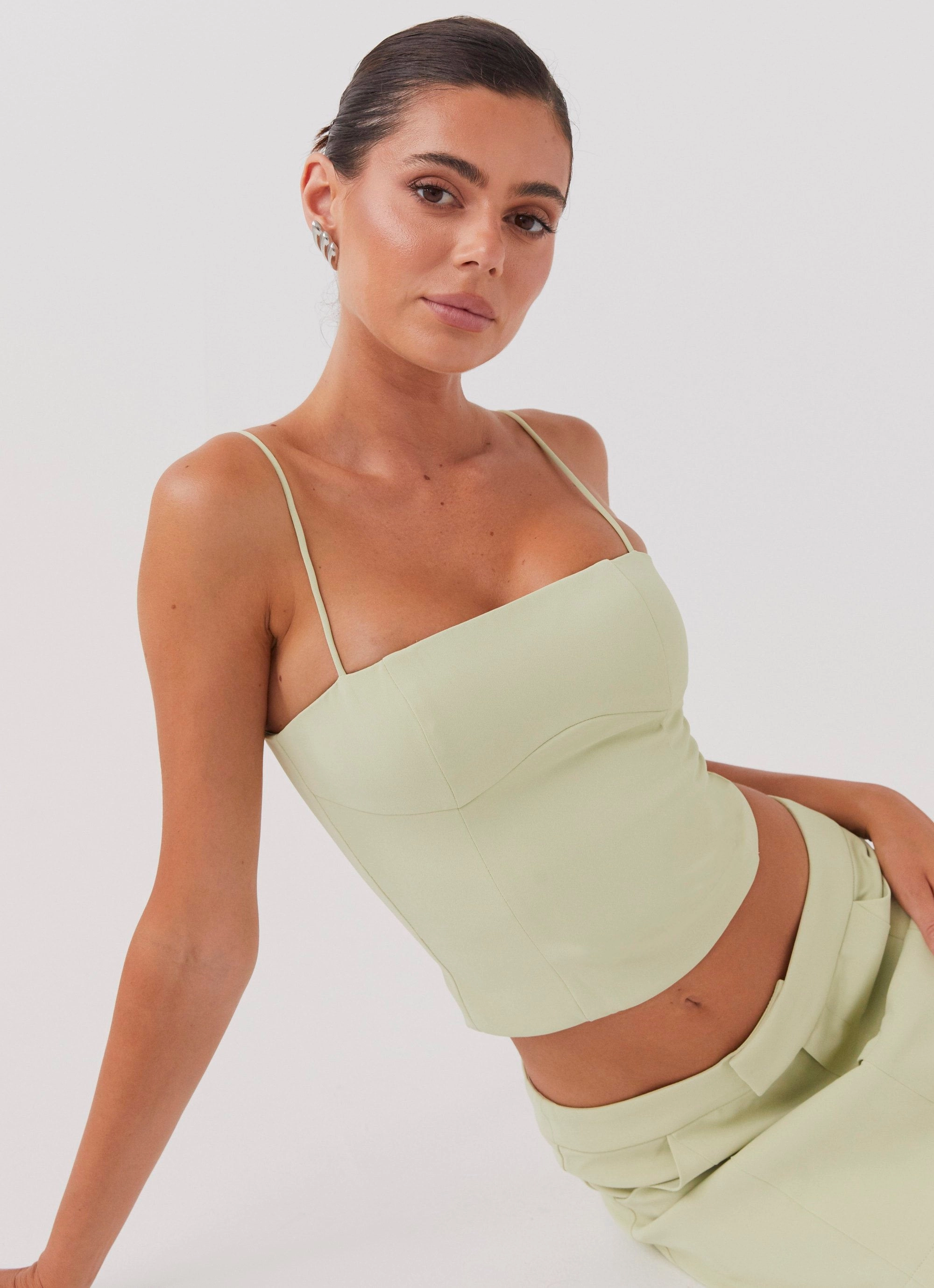 Eliana Crop Top - Green Zest AntiPilling Finish Tear Resistant