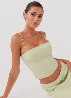 Stone Washed Texture Eliana Crop Top - Green Zest Eliana Crop Top - Green Zest AntiPilling Finish Tear Resistant