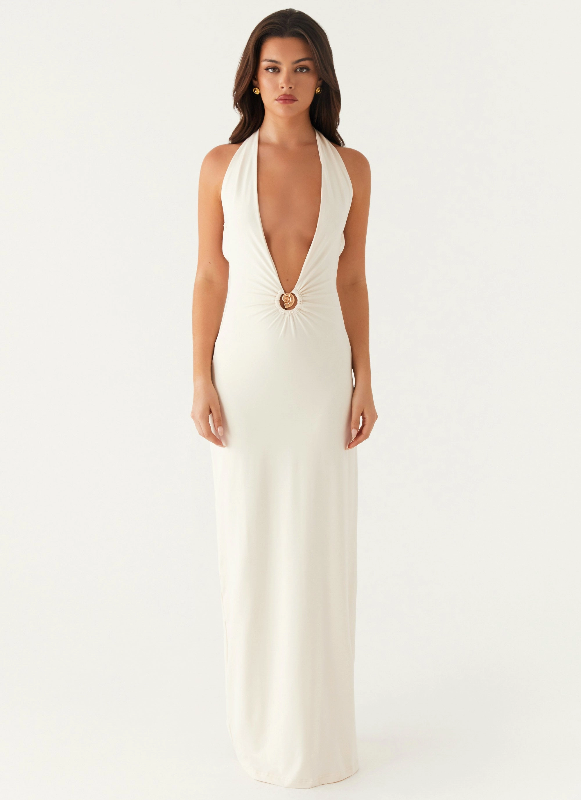 Dominica Maxi Dress - Ivory Wide Hemline
