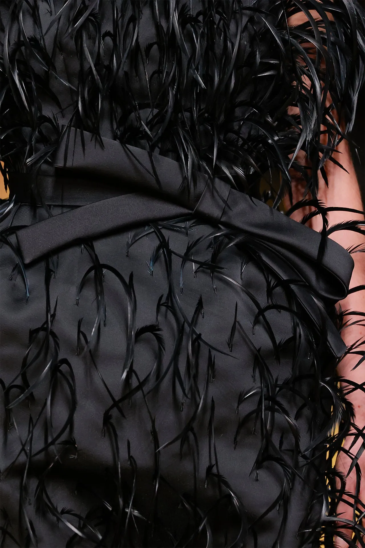 Strapless Feathered Column Dress