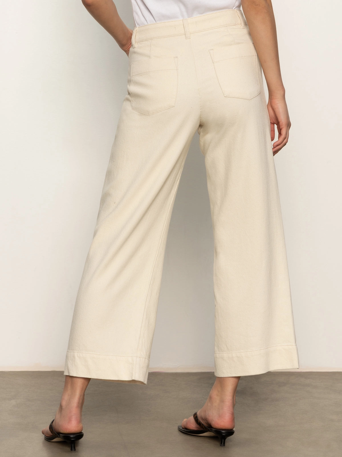 Soft Marine Wide Leg Standard Rise Crop Pant Macrame No Gap Waist Construction All Use