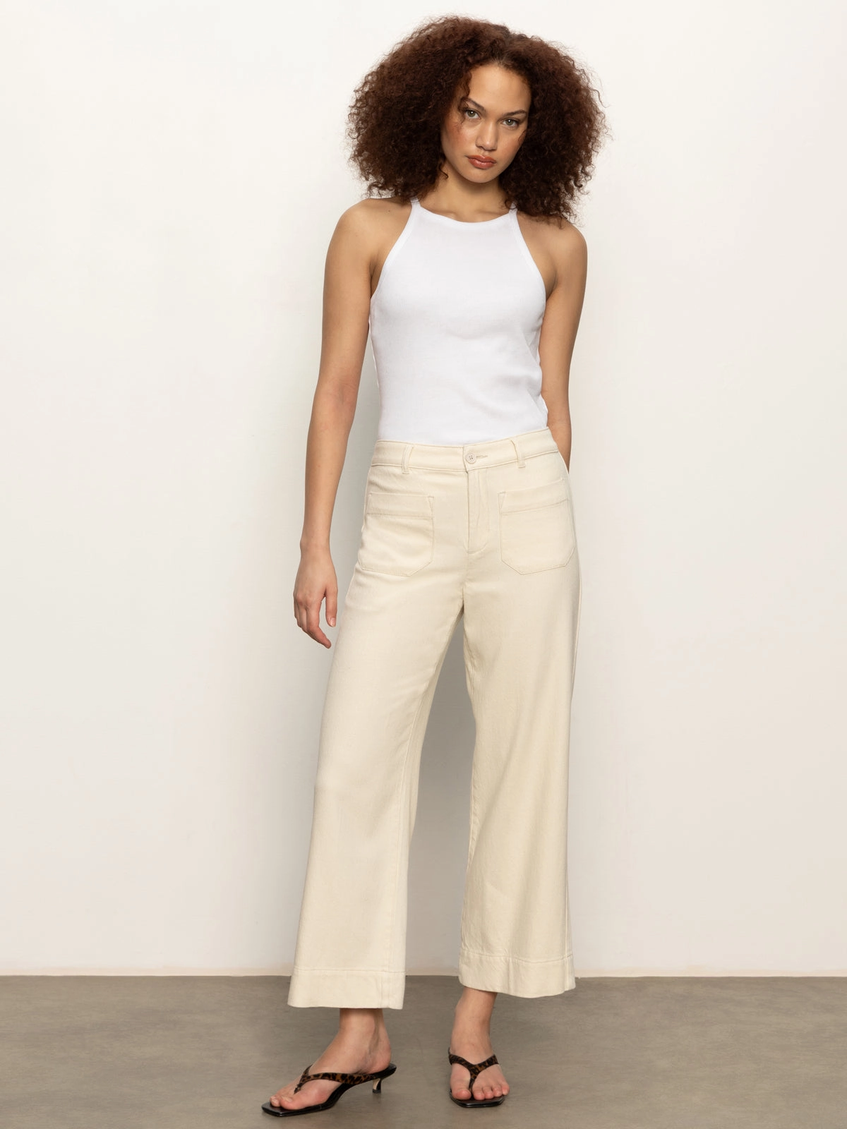 Soft Marine Wide Leg Standard Rise Crop Pant Macrame NoBuckleDesign